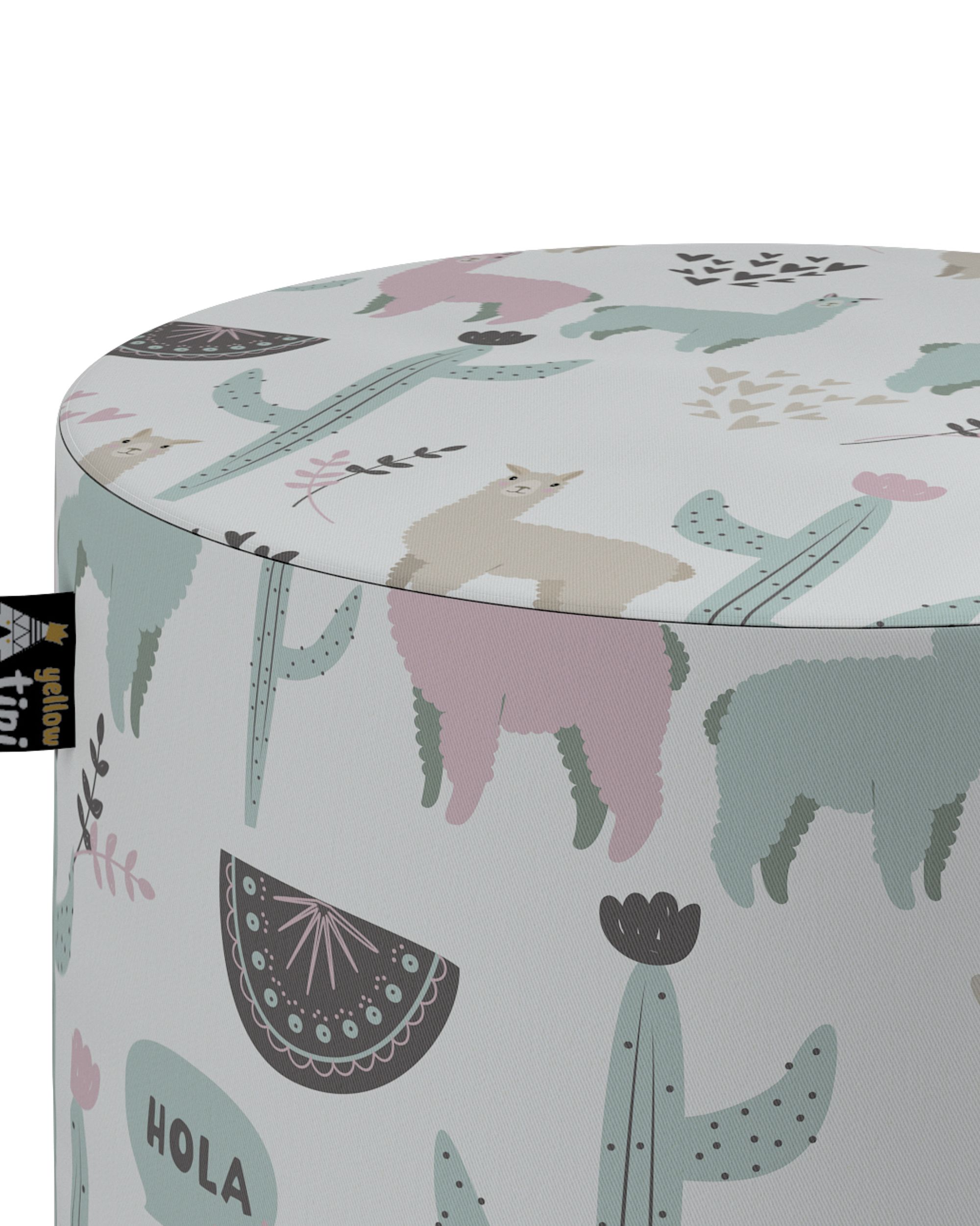 Pouf  Bobby couleur vert tissu à motifs (hover)