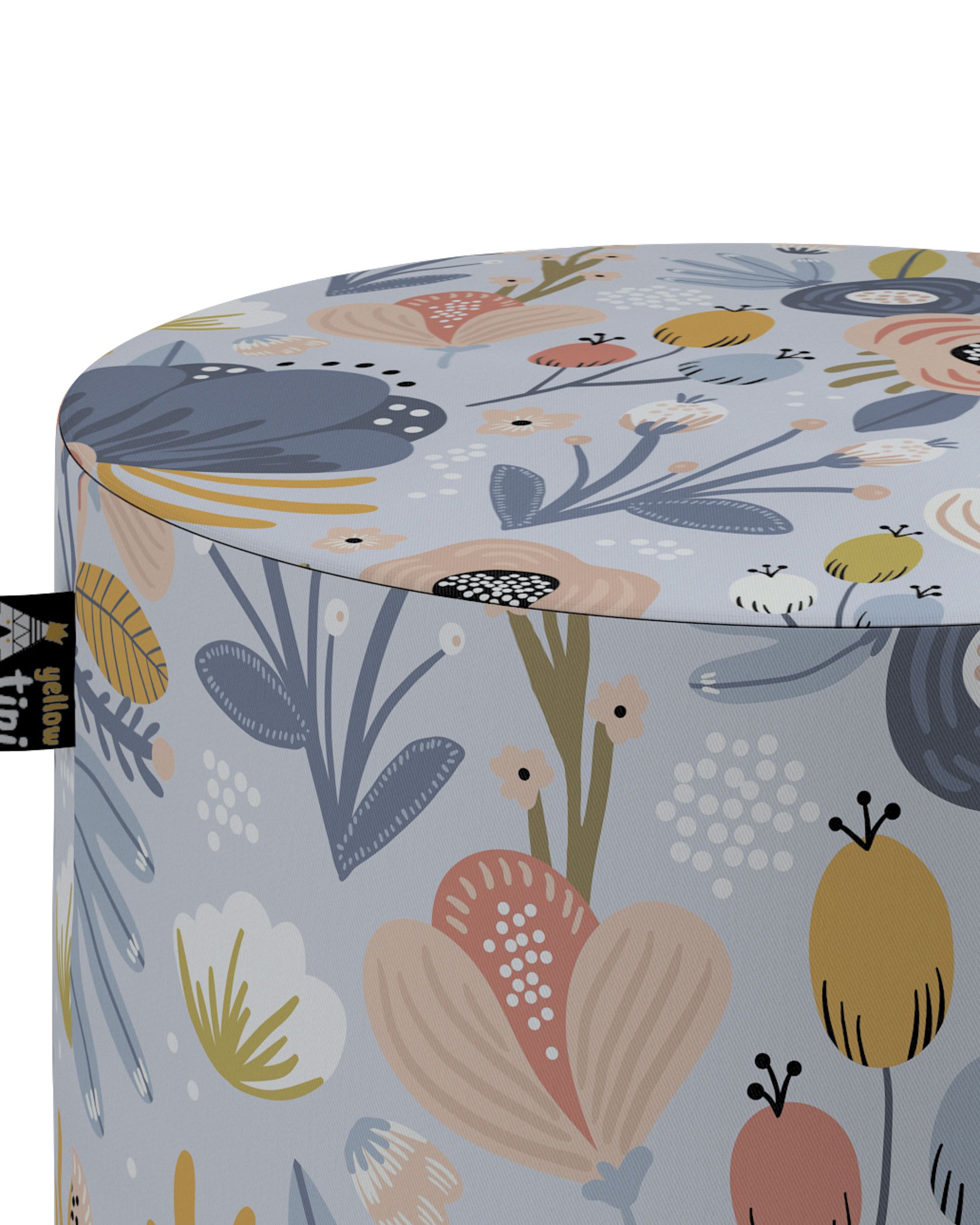 Pouf  Bobby couleur bleu tissu à motifs (hover)
