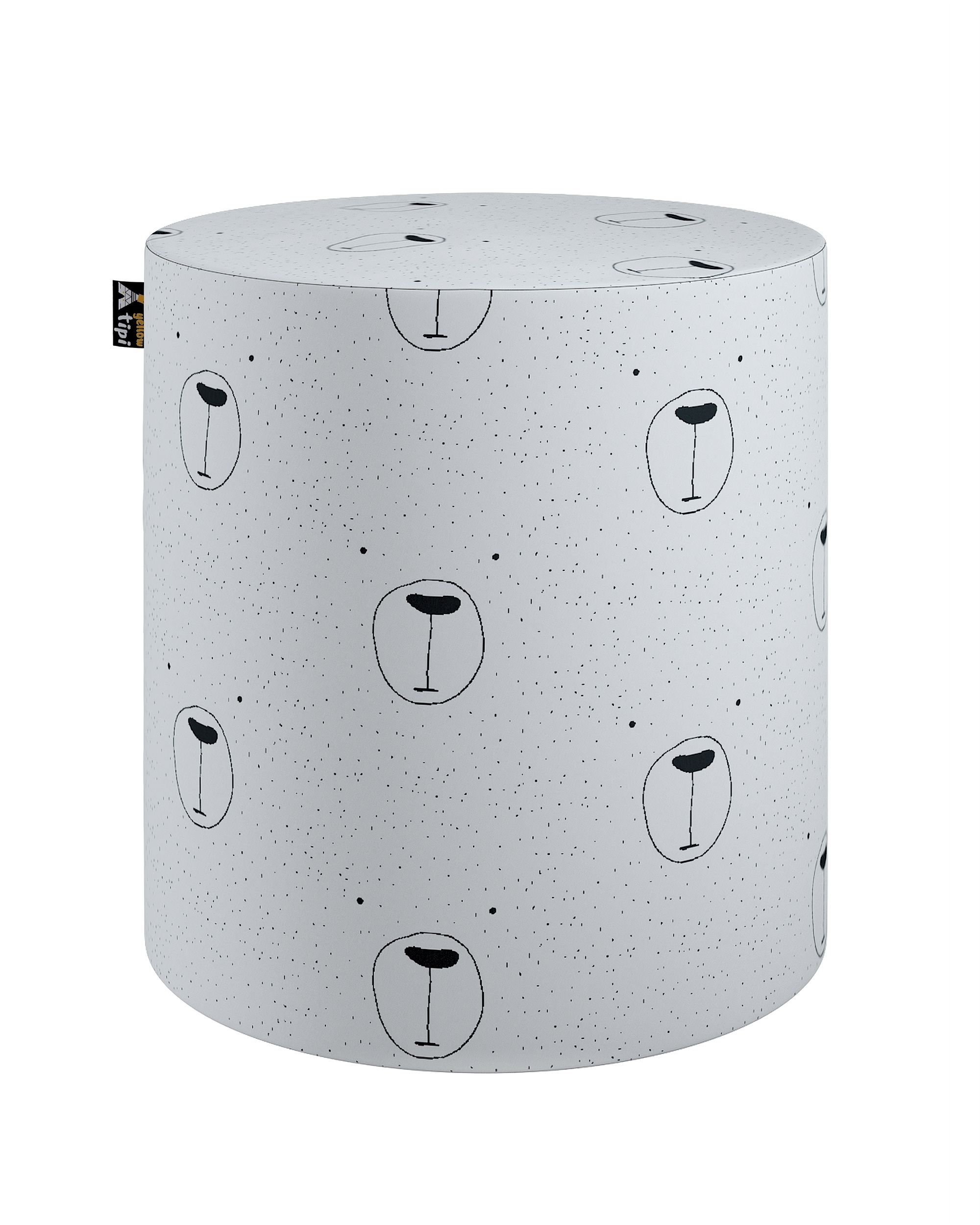Pouf  Bobby couleur blanc tissu à motifs