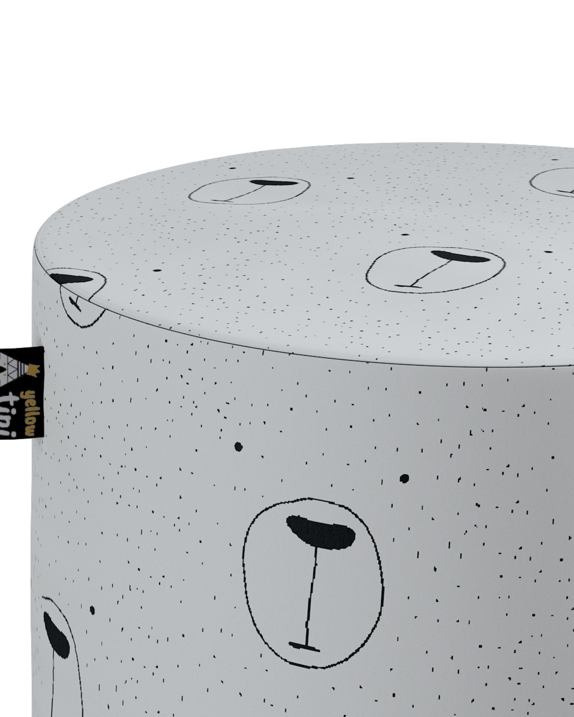 Pouf  Bobby couleur blanc tissu à motifs (hover)