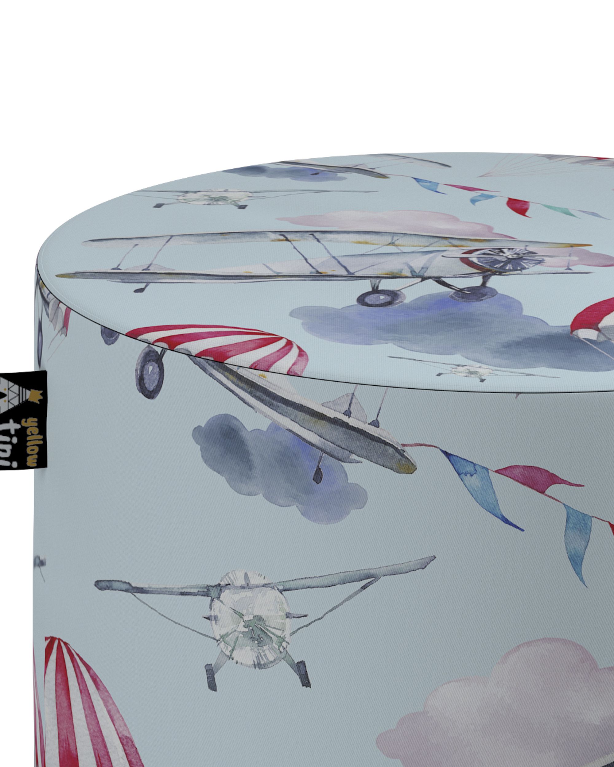 Pouf  Bobby couleur bleu tissu à motifs (hover)
