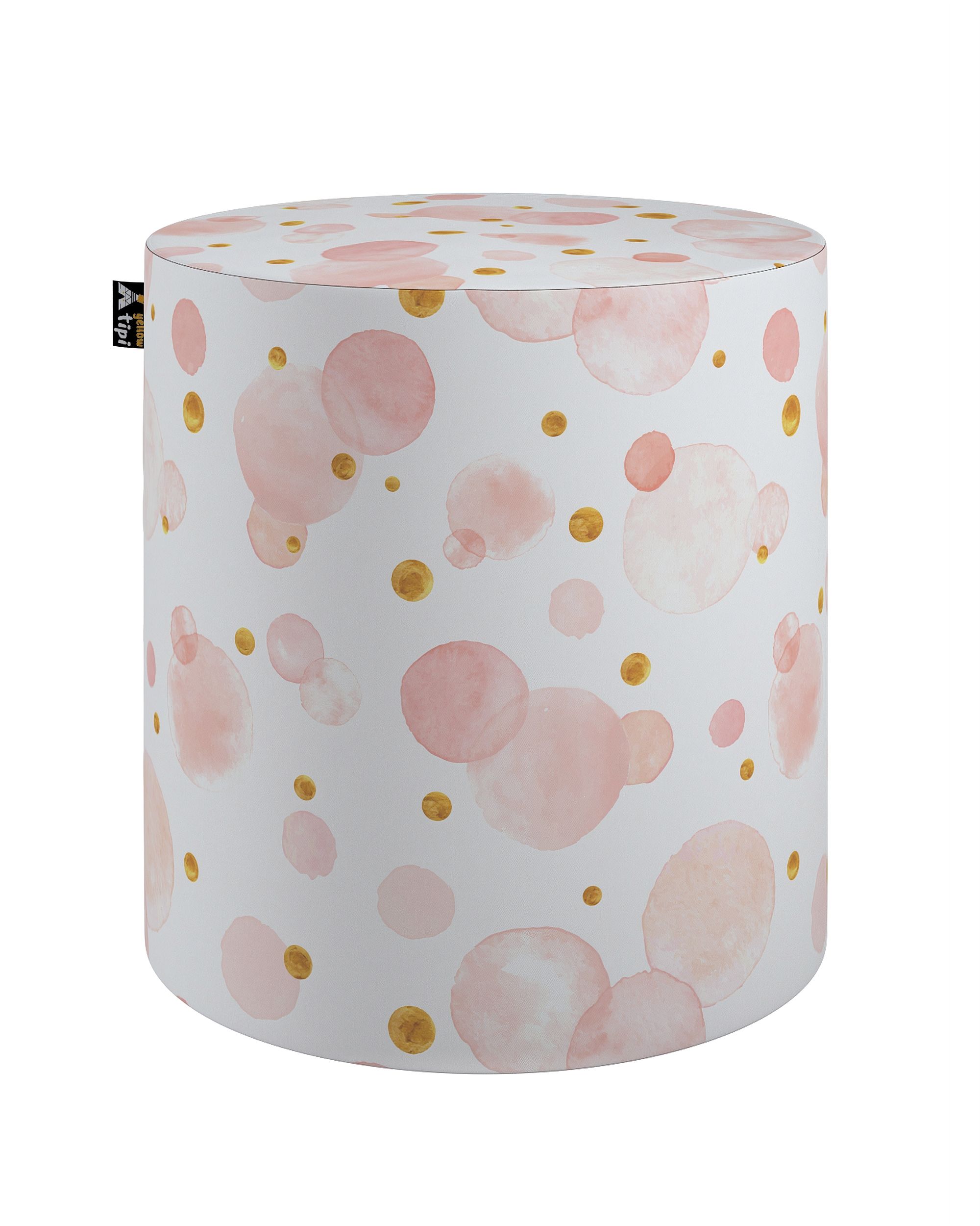 Pouf  Bobby couleur rose tissu à motifs