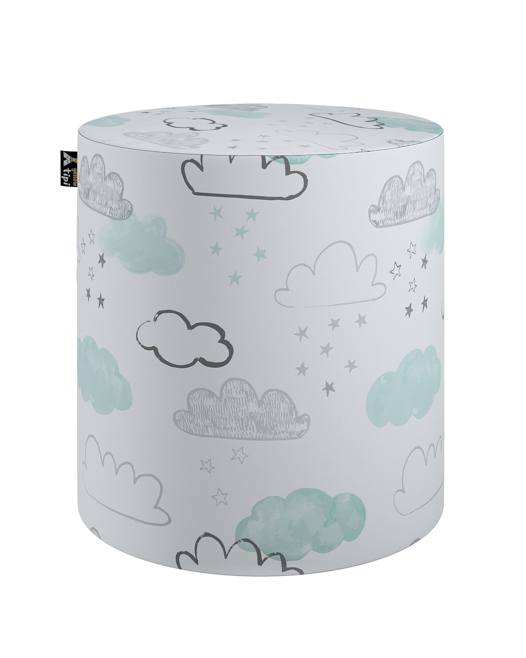 Pouf  Bobby couleur blanc tissu à motifs