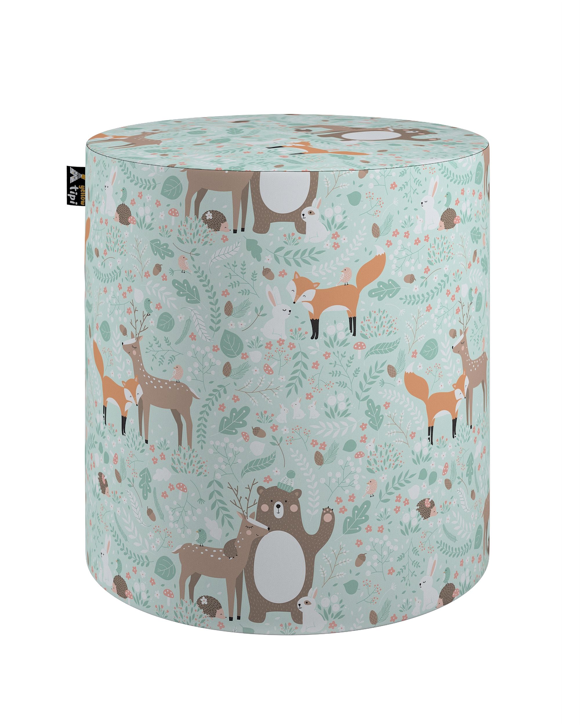 Pouf  Bobby couleur vert tissu à motifs