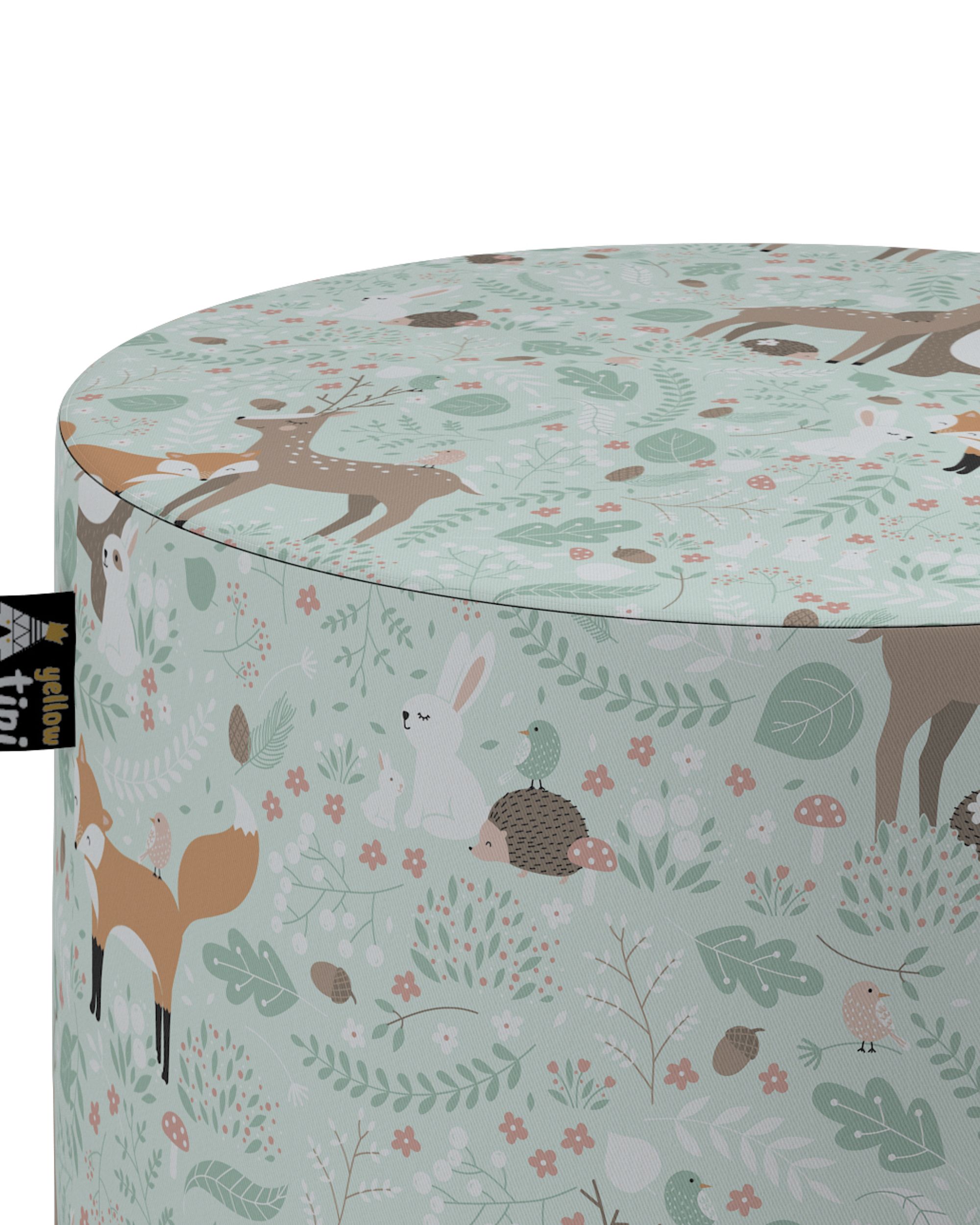 Pouf  Bobby couleur vert tissu à motifs (hover)