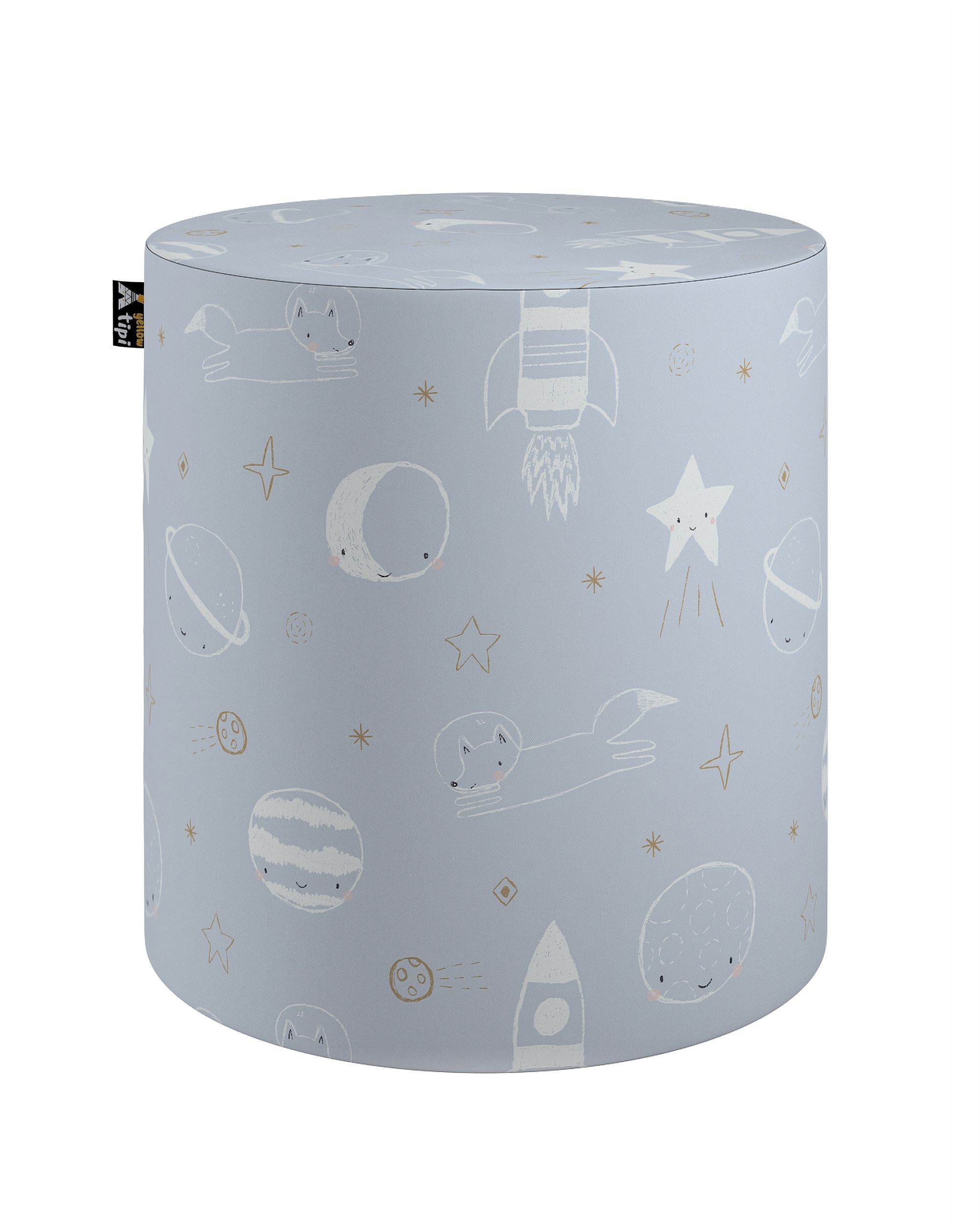 Pouf  Bobby couleur bleu tissu à motifs