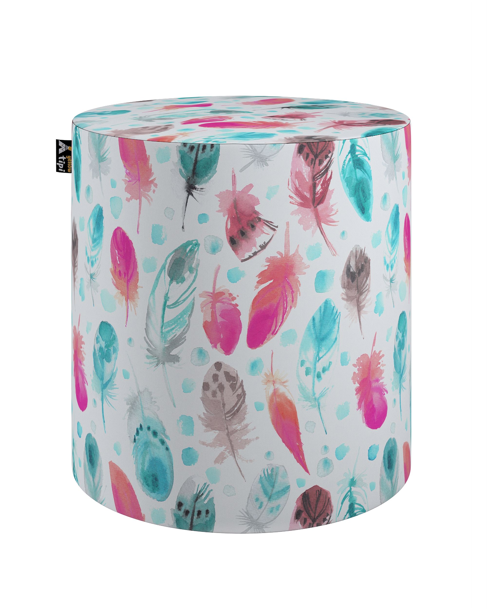 Pouf  Bobby couleur bleu tissu à motifs