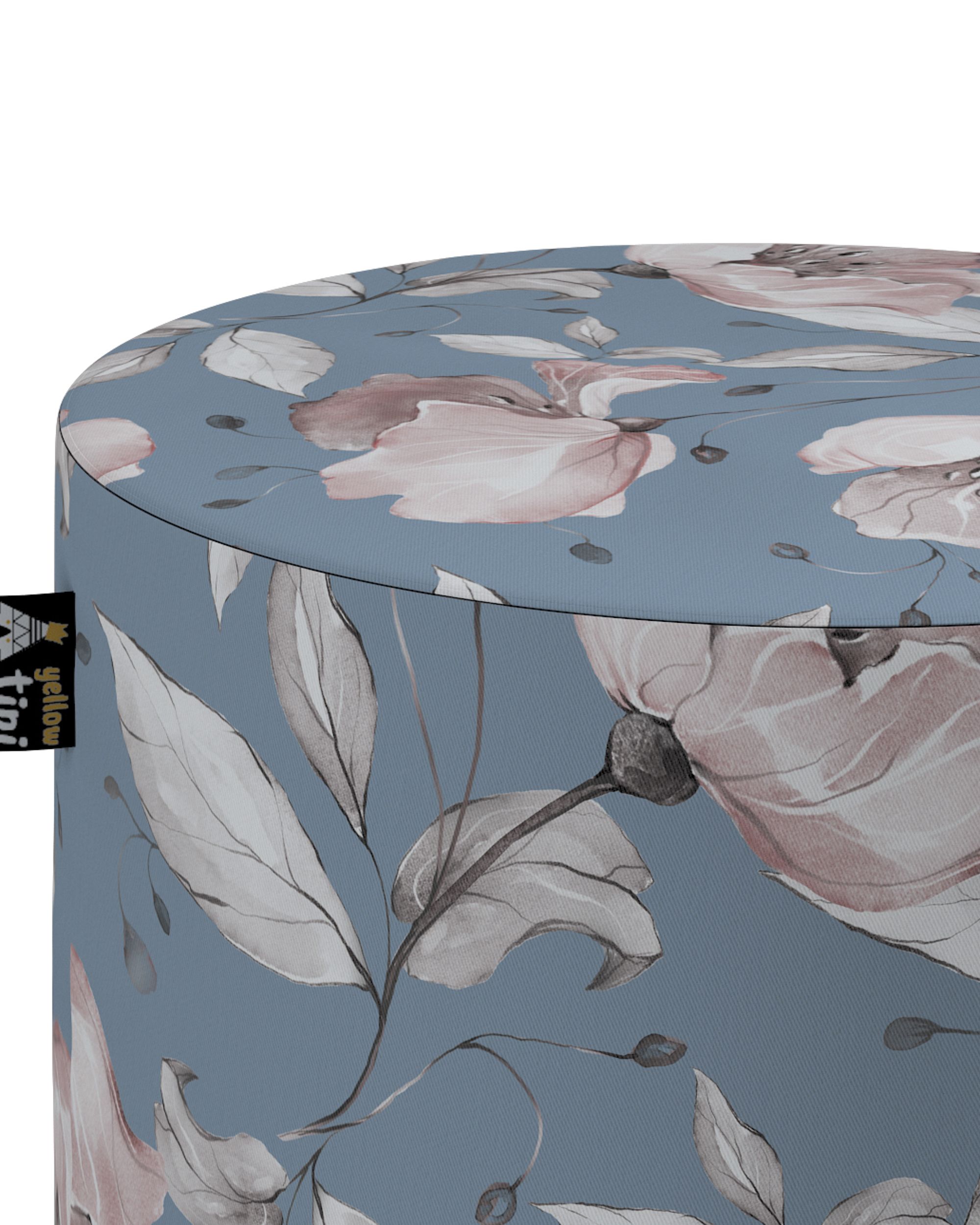 Pouf  Bobby couleur bleu tissu à motifs (hover)