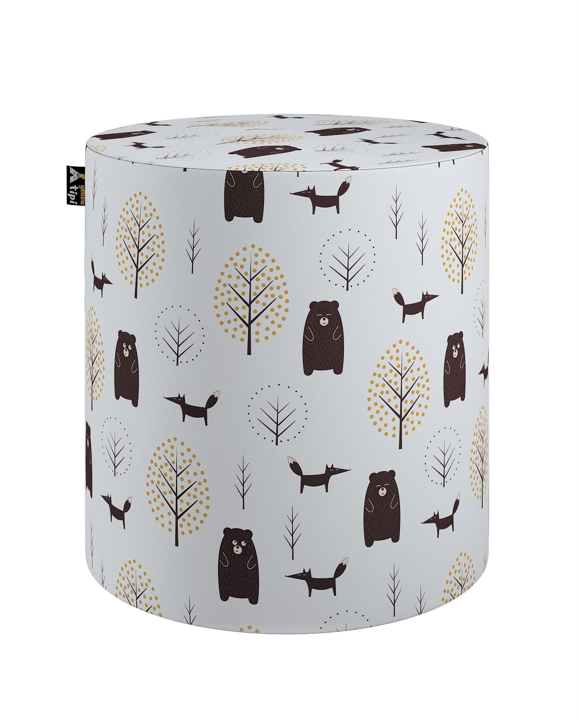 Pouf  Bobby couleur marron tissu à motifs