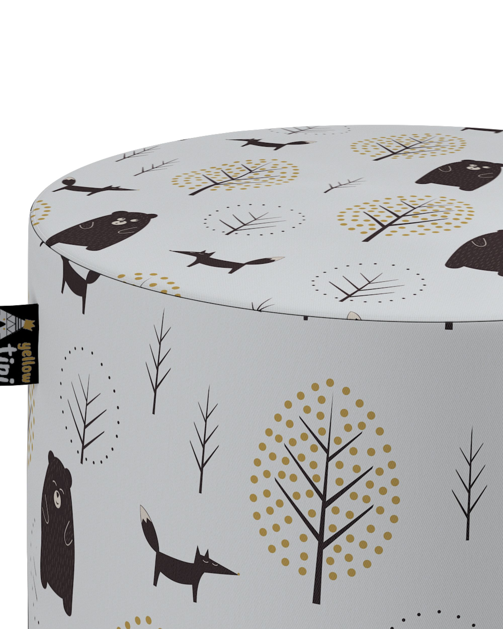 Pouf  Bobby couleur marron tissu à motifs (hover)