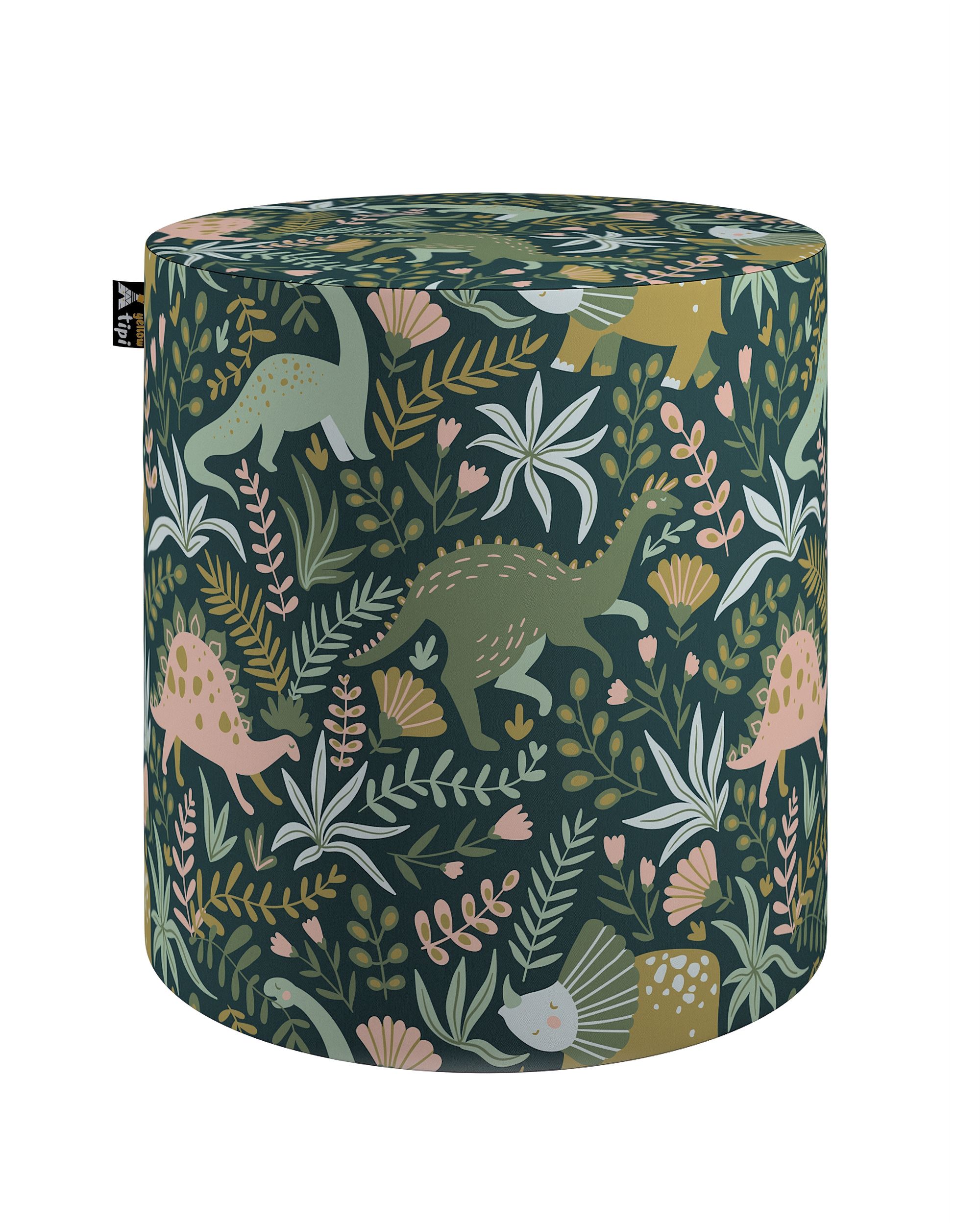Pouf  Bobby couleur vert tissu à motifs
