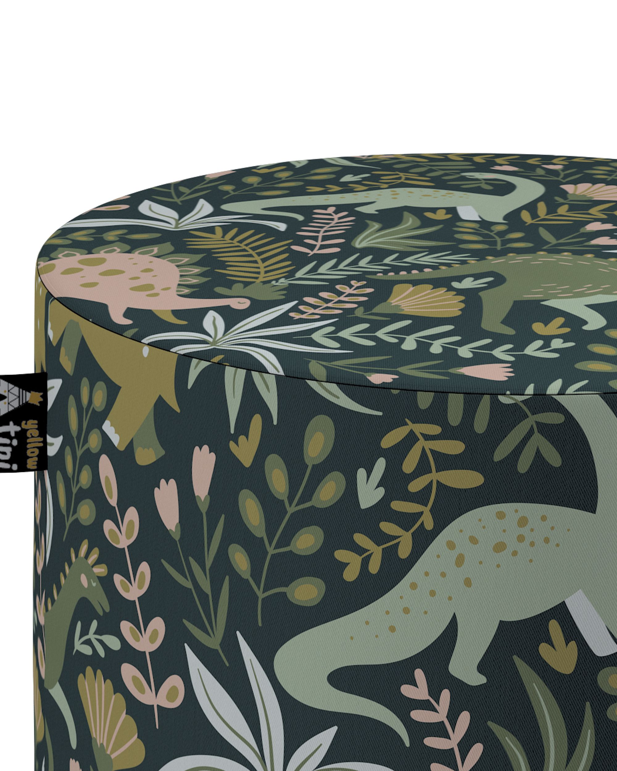 Pouf  Bobby couleur vert tissu à motifs (hover)