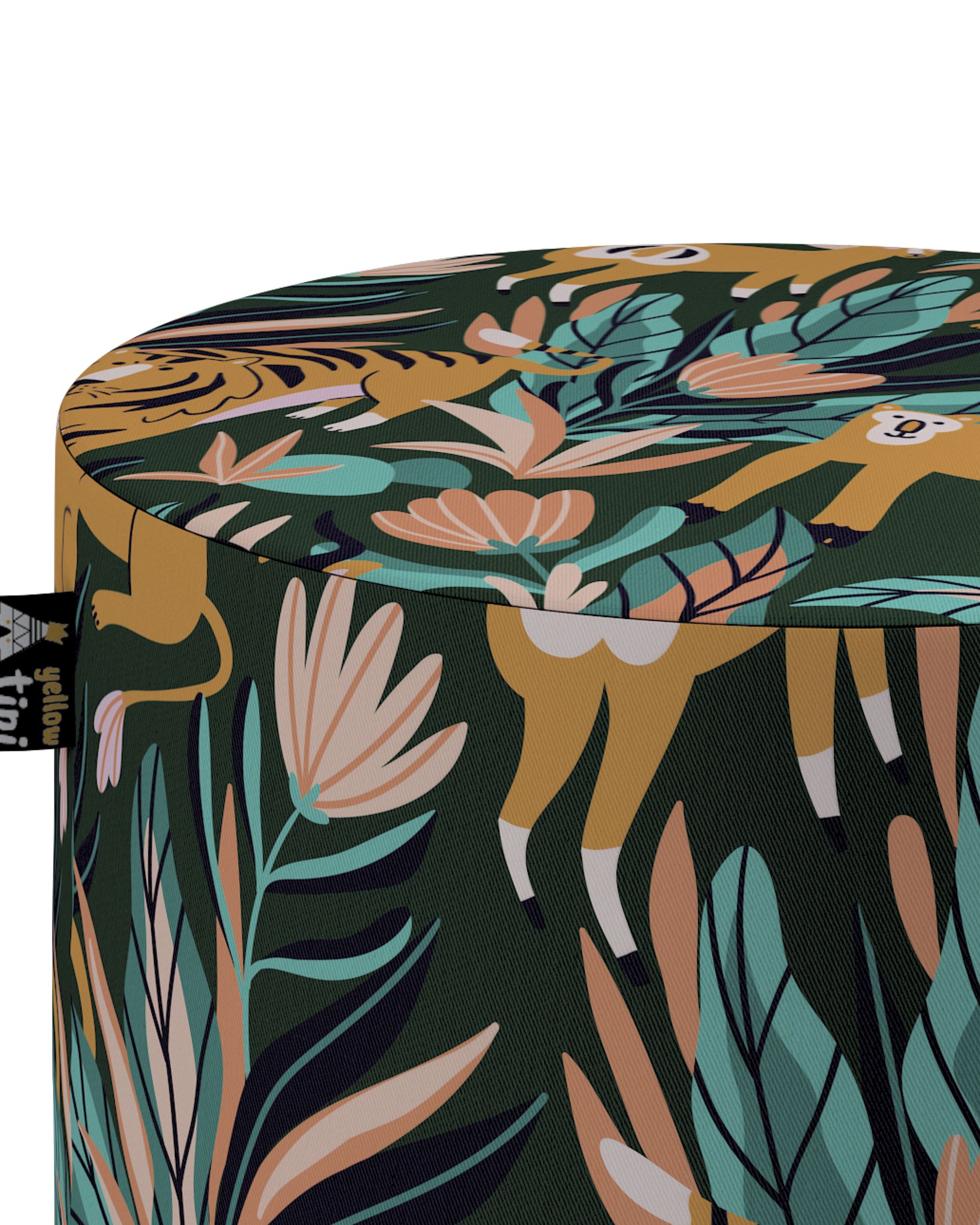 Pouf  Bobby couleur orange tissu à motifs (hover)