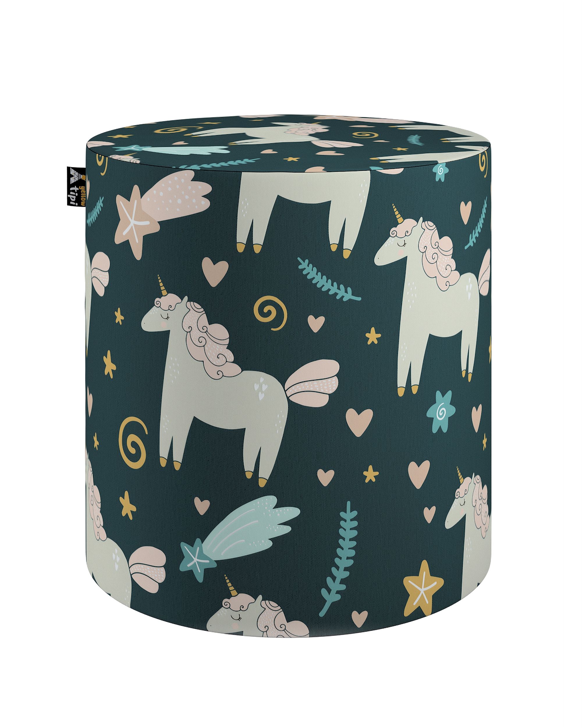 Pouf  Bobby couleur marron tissu à motifs
