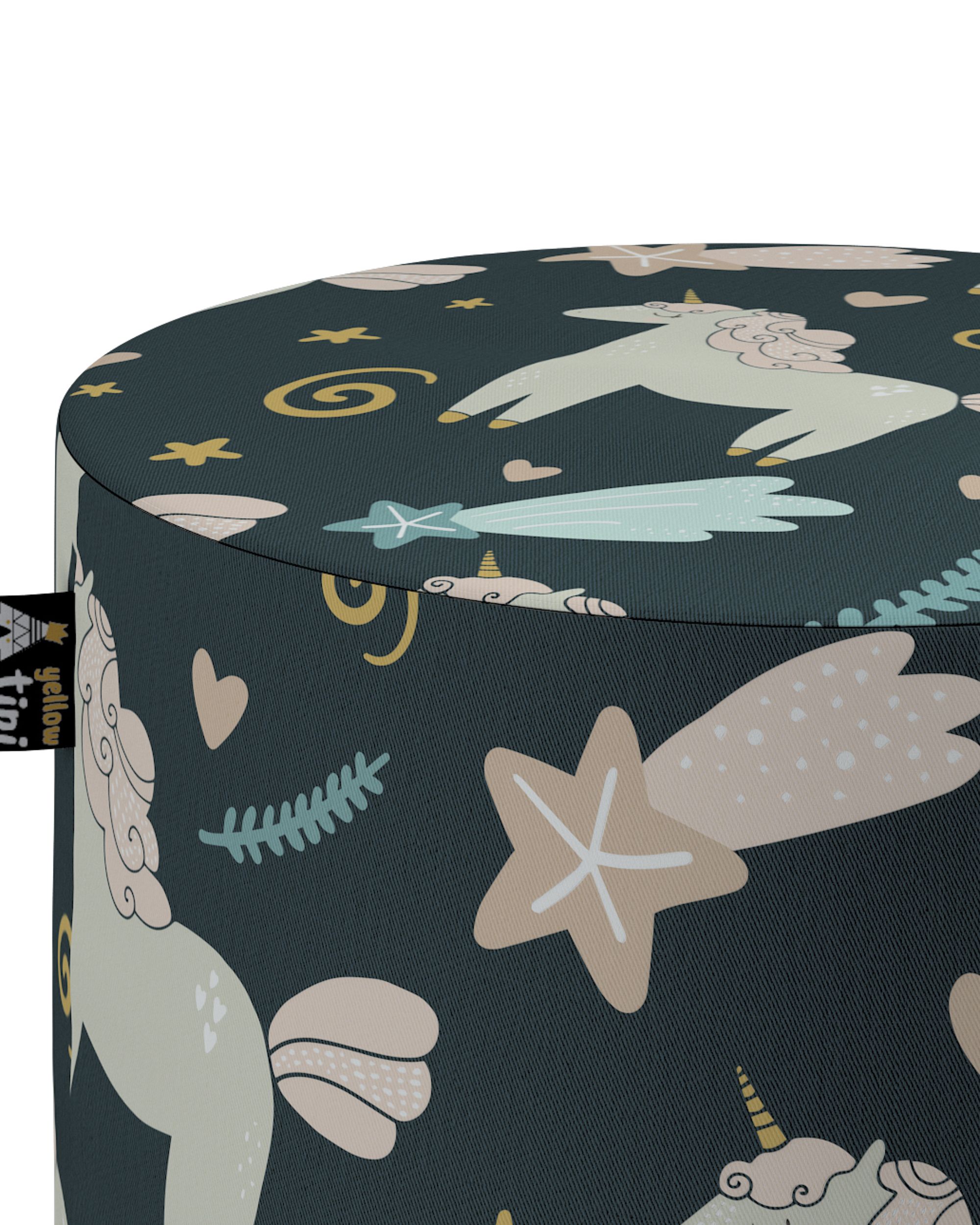 Pouf  Bobby couleur marron tissu à motifs (hover)