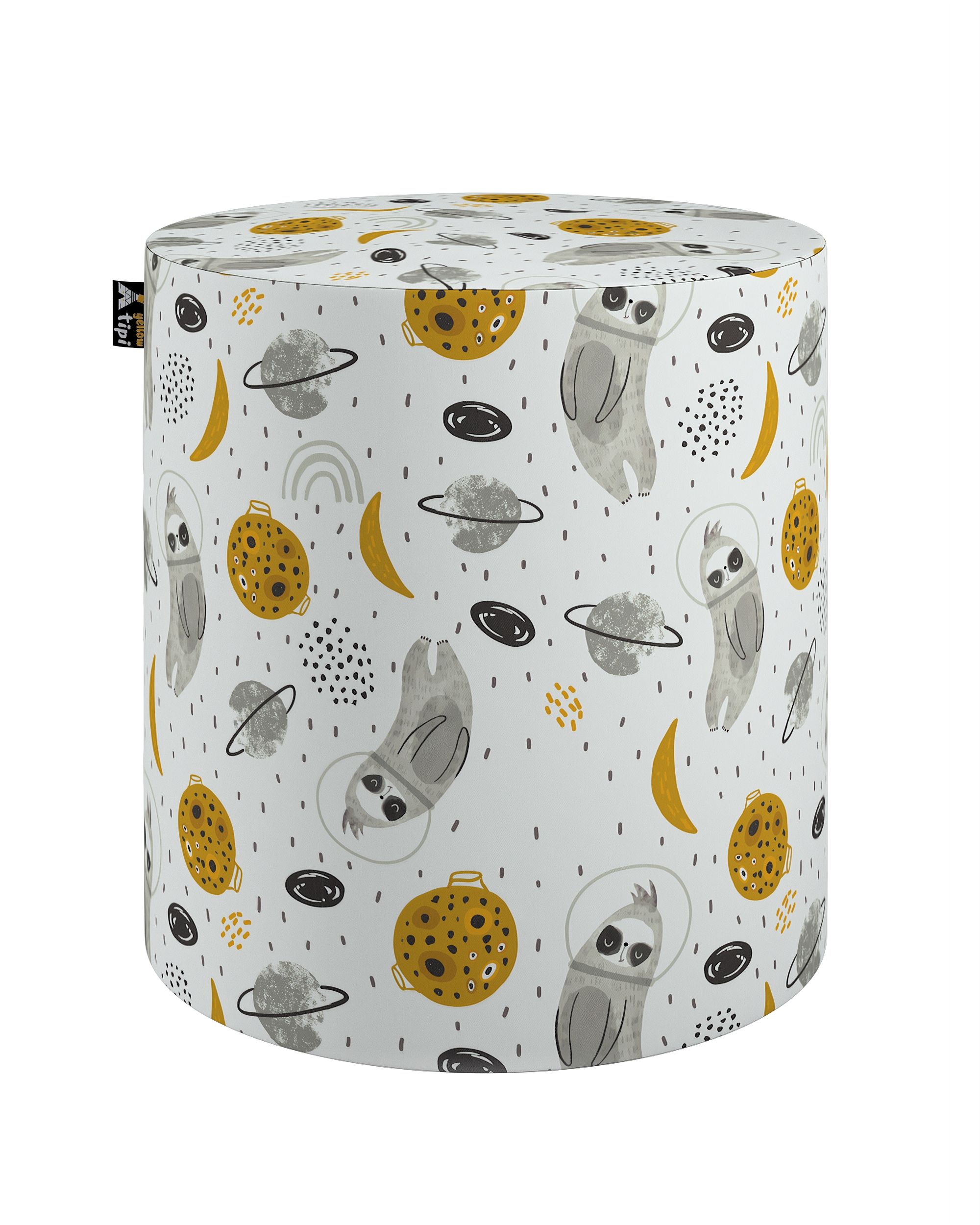 Pouf  Bobby couleur blanc tissu à motifs
