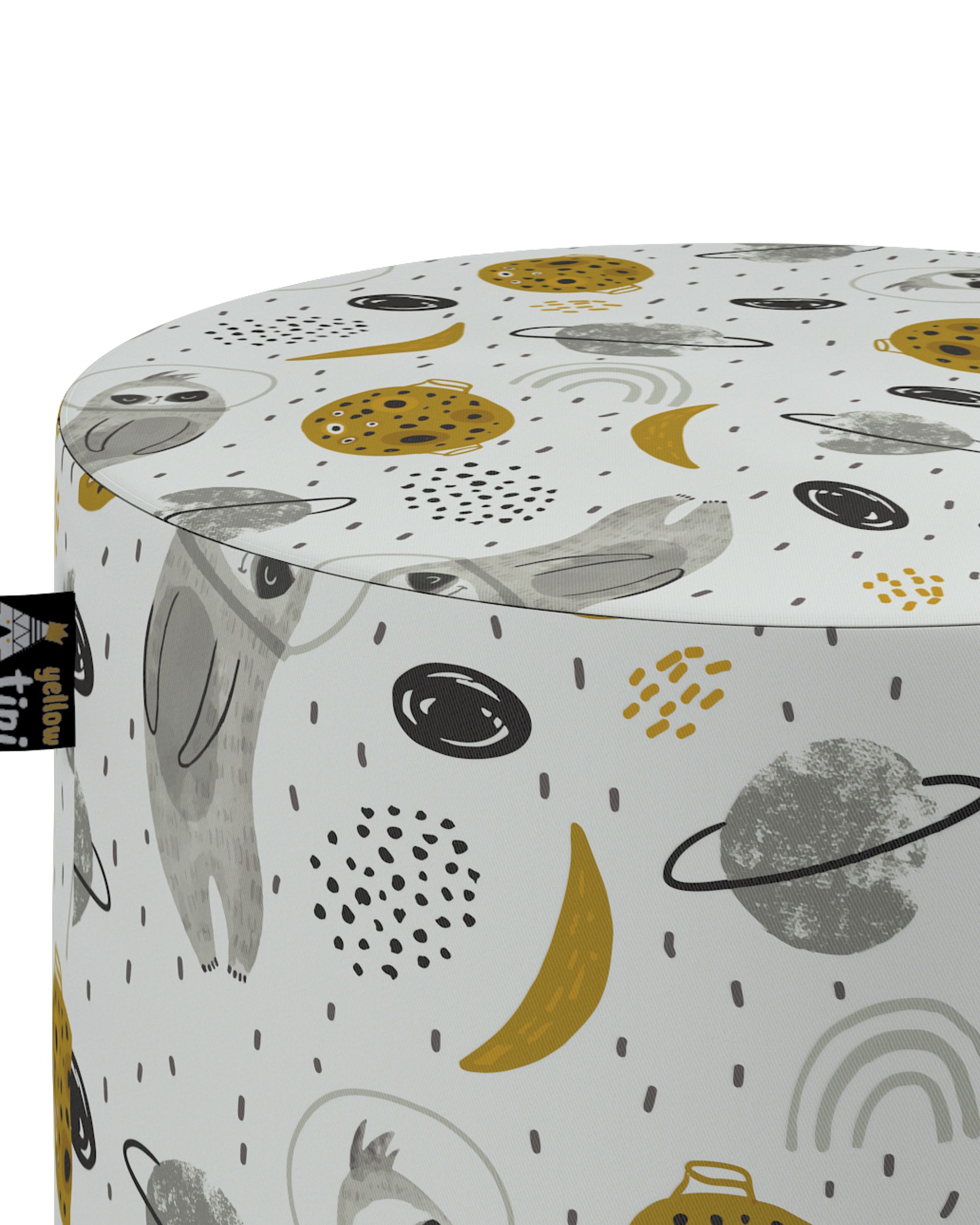 Pouf  Bobby couleur blanc tissu à motifs (hover)