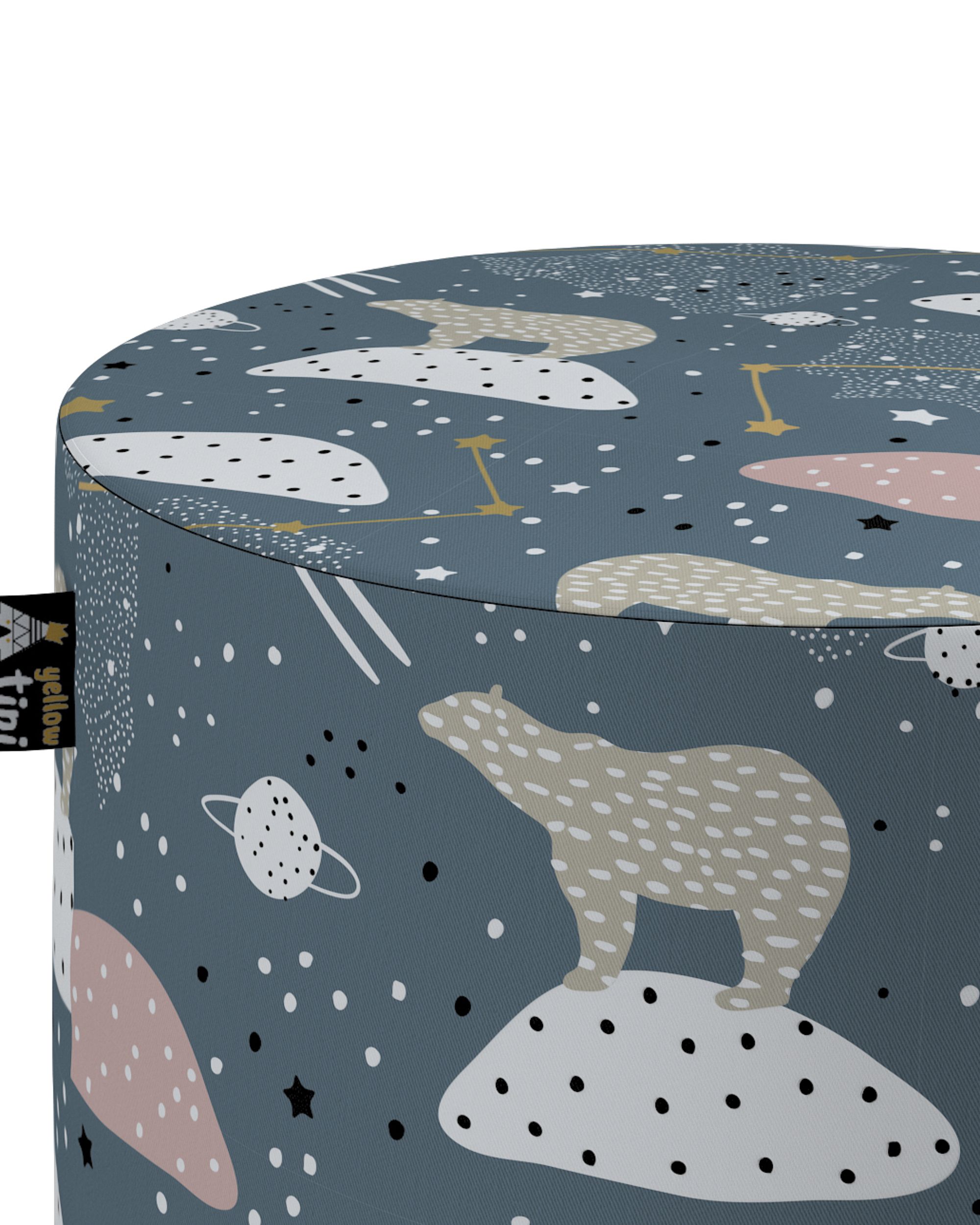 Pouf  Bobby couleur bleu tissu à motifs (hover)