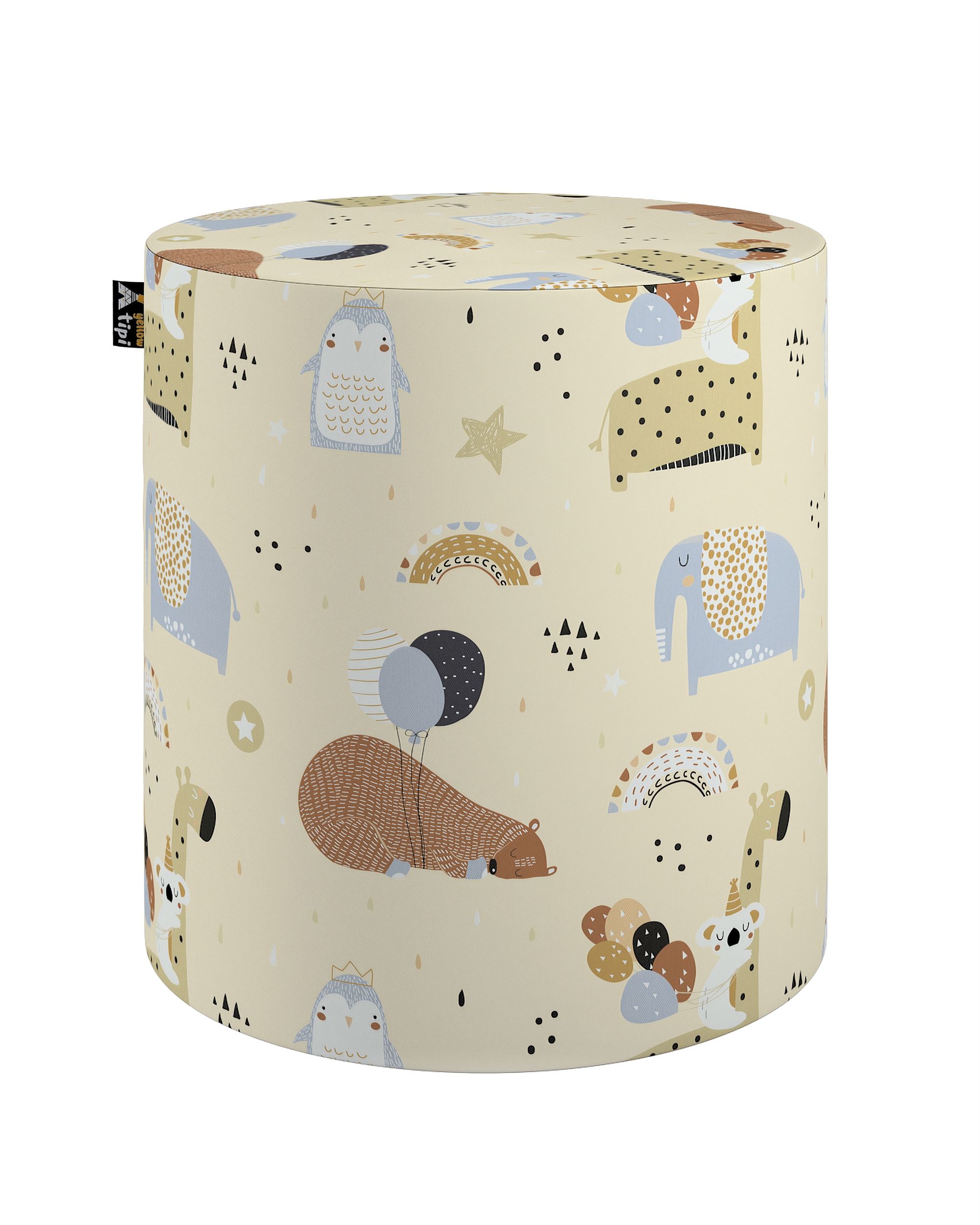 Pouf  Bobby couleur beige tissu à motifs