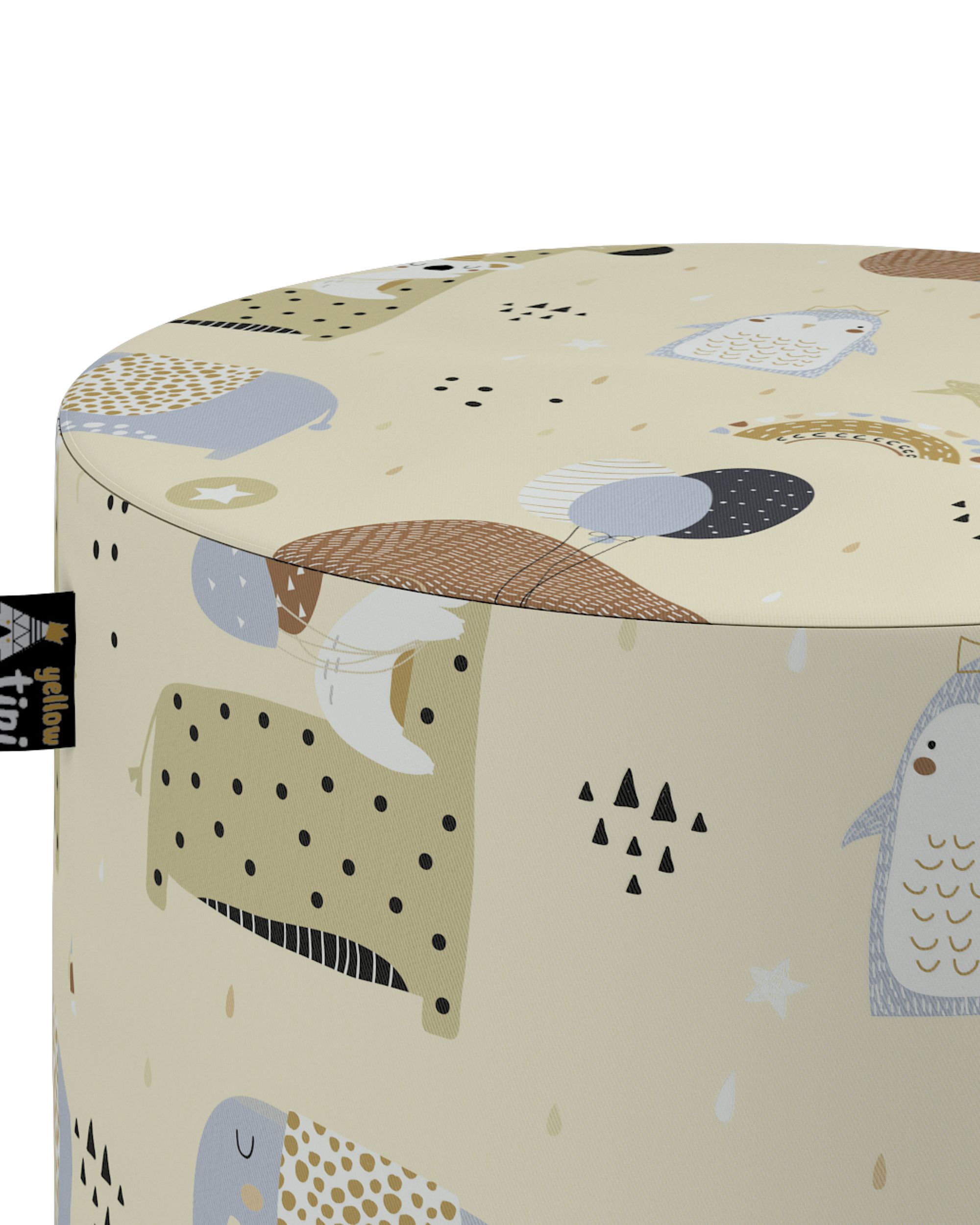 Pouf  Bobby couleur beige tissu à motifs (hover)