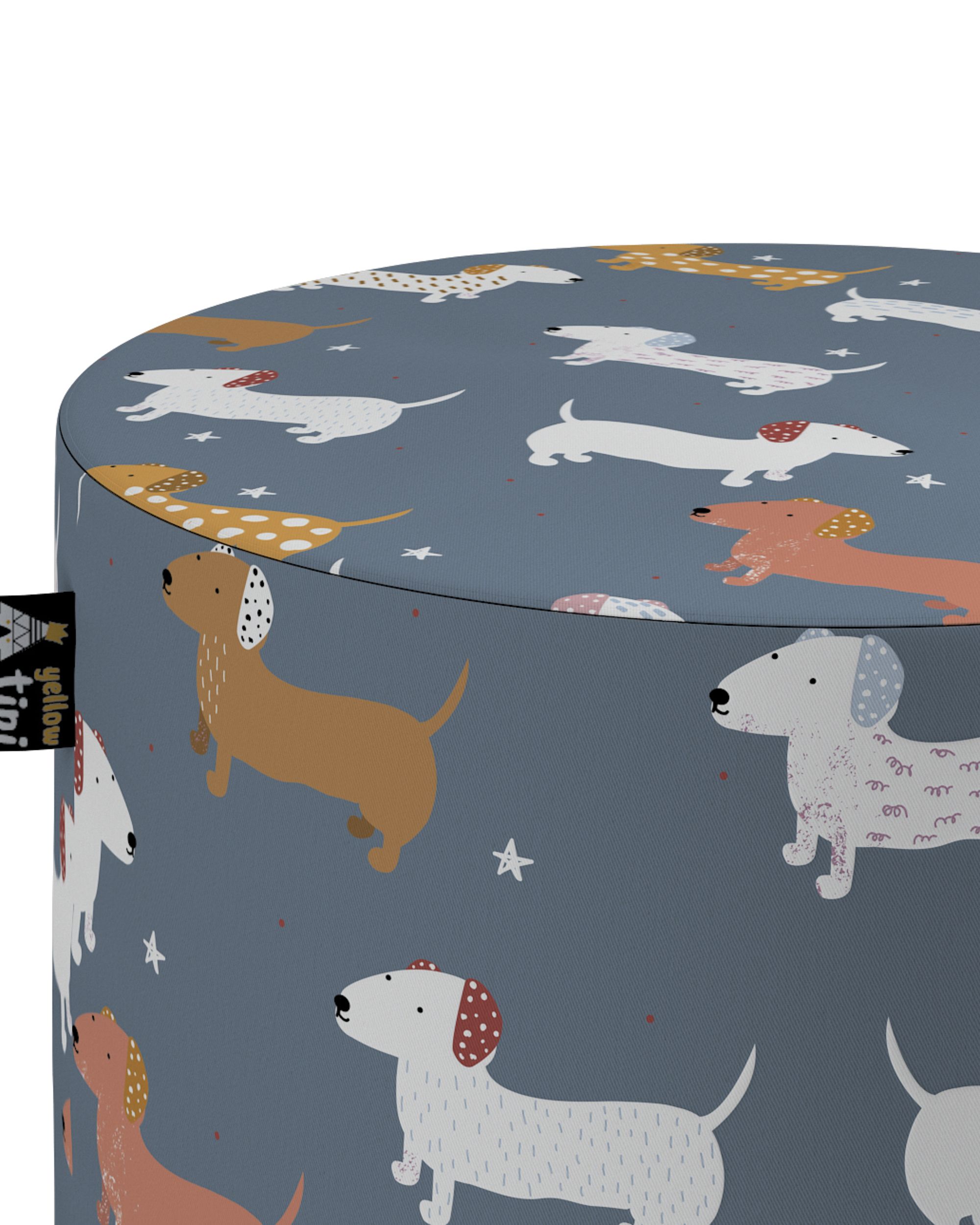 Pouf  Bobby couleur bleu tissu à motifs (hover)