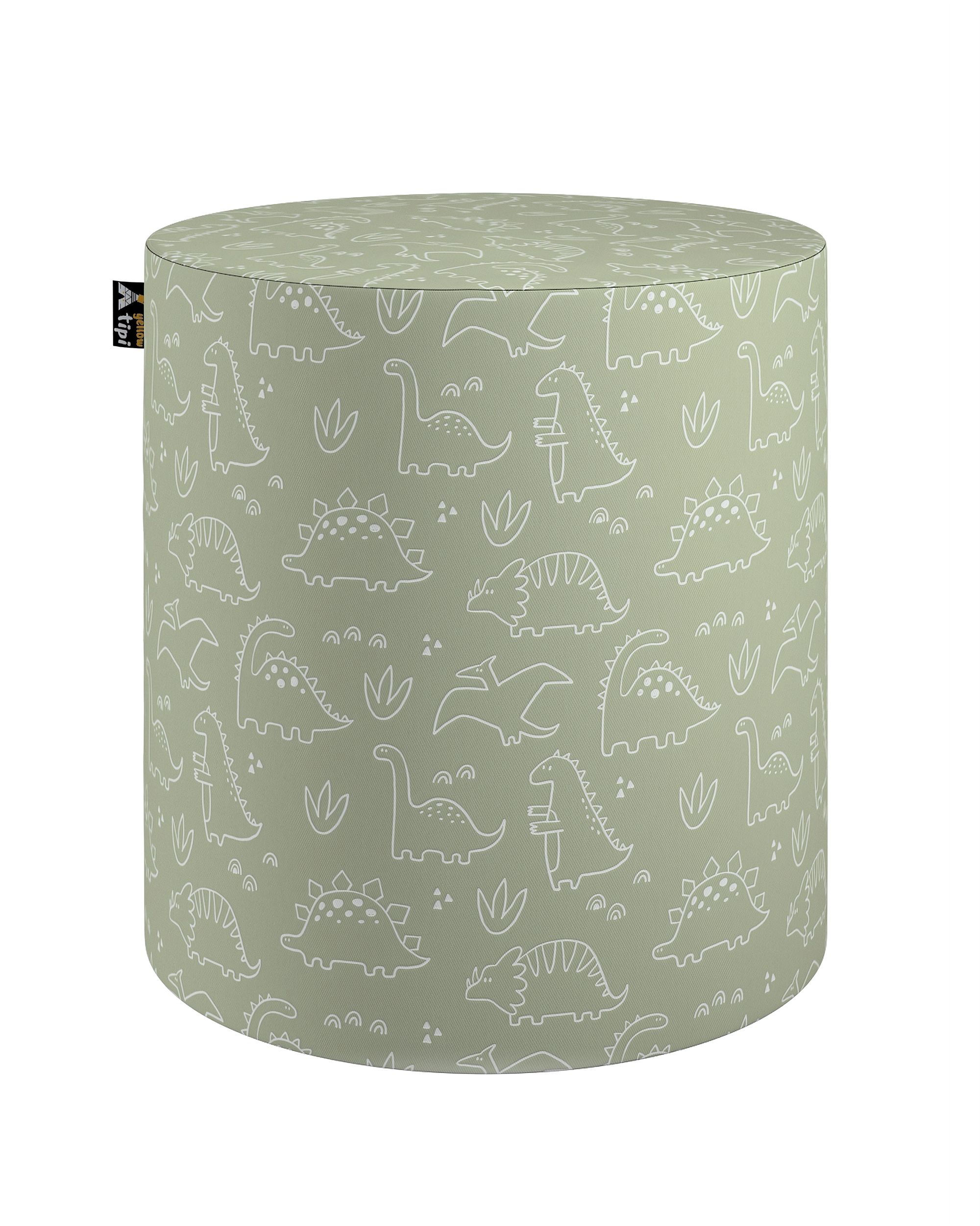 Pouf  Bobby couleur vert tissu à motifs