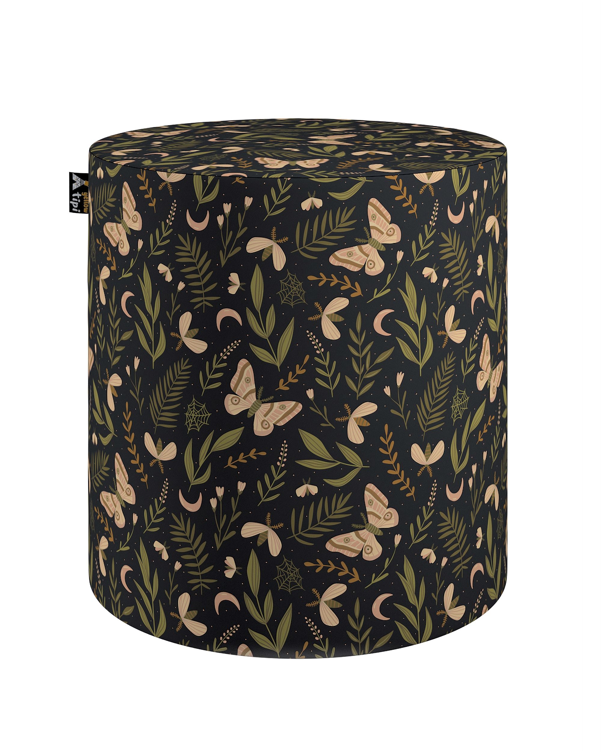 Pouf  Bobby couleur noir tissu à motifs