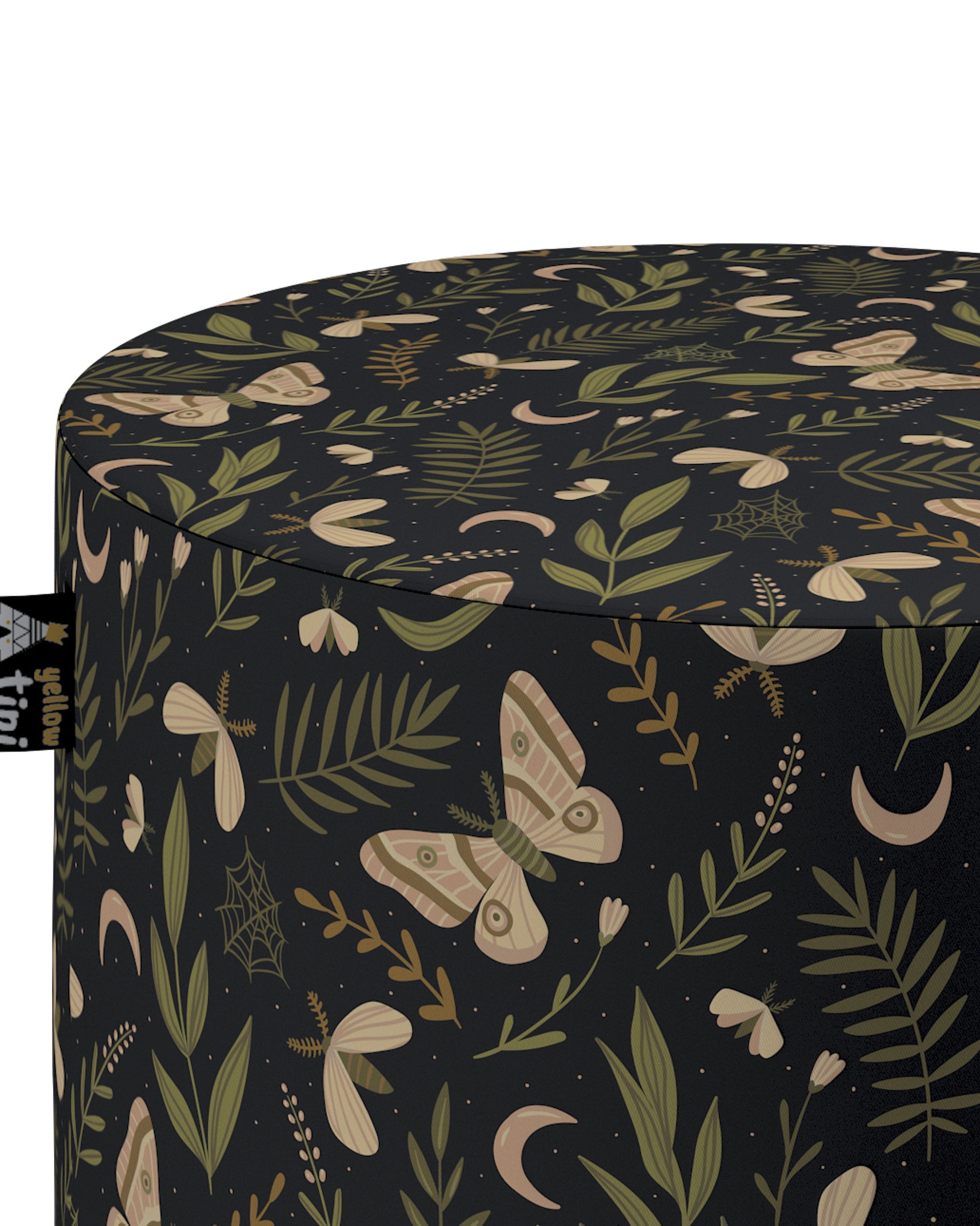 Pouf  Bobby couleur noir tissu à motifs (hover)