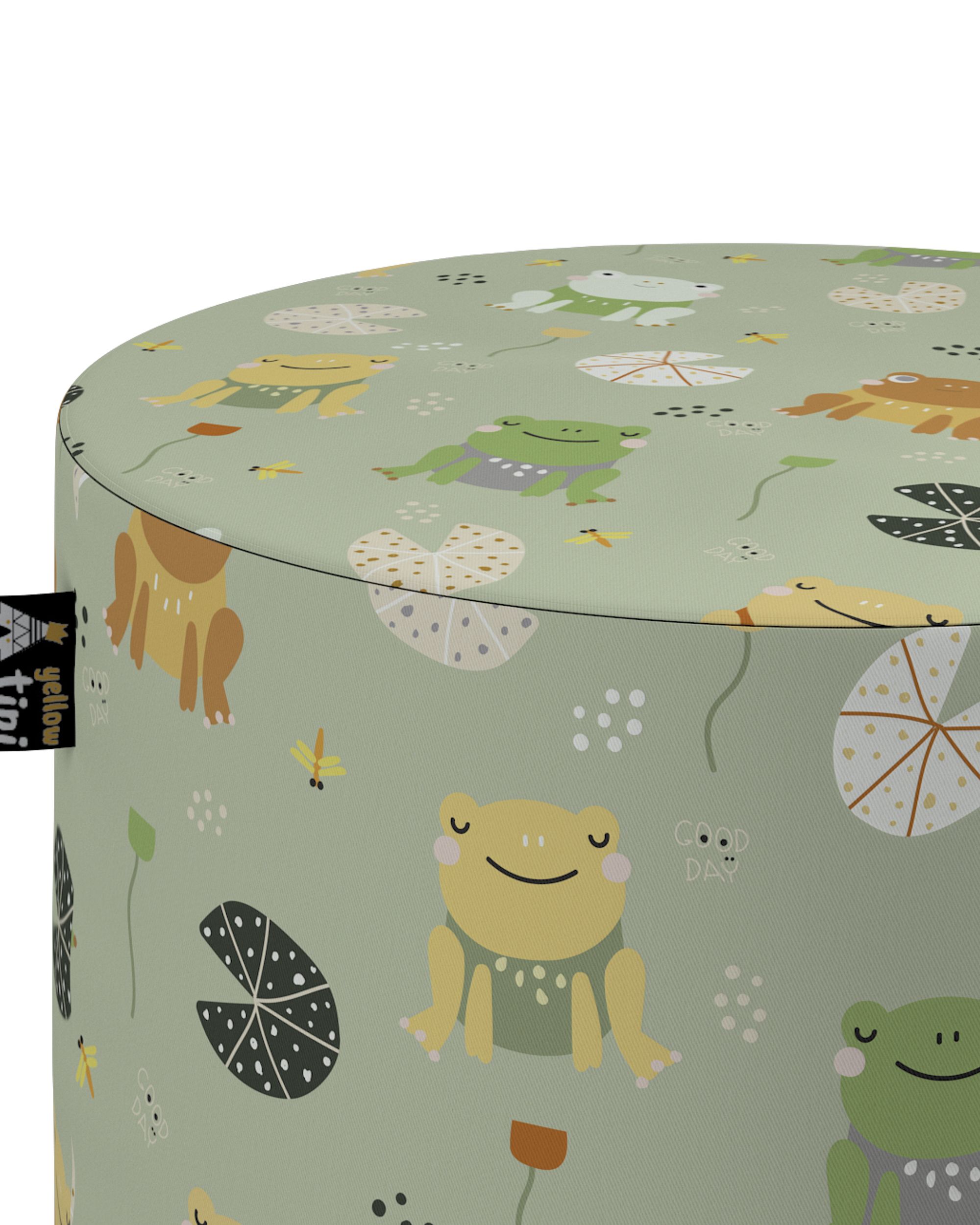 Pouf  Bobby couleur vert tissu à motifs (hover)