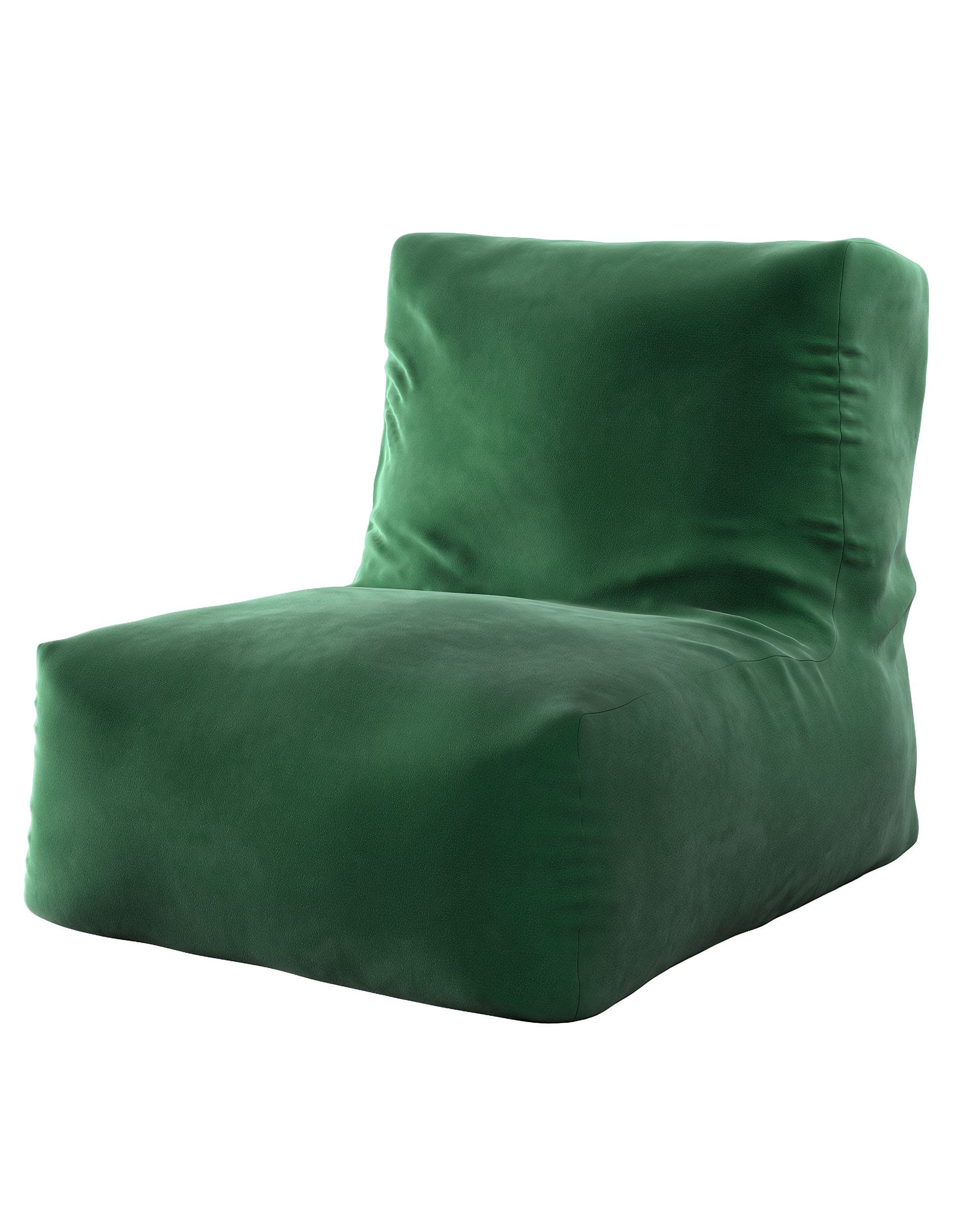Pouf-fauteuil Poppy couleur vert tissu brillant, velours
