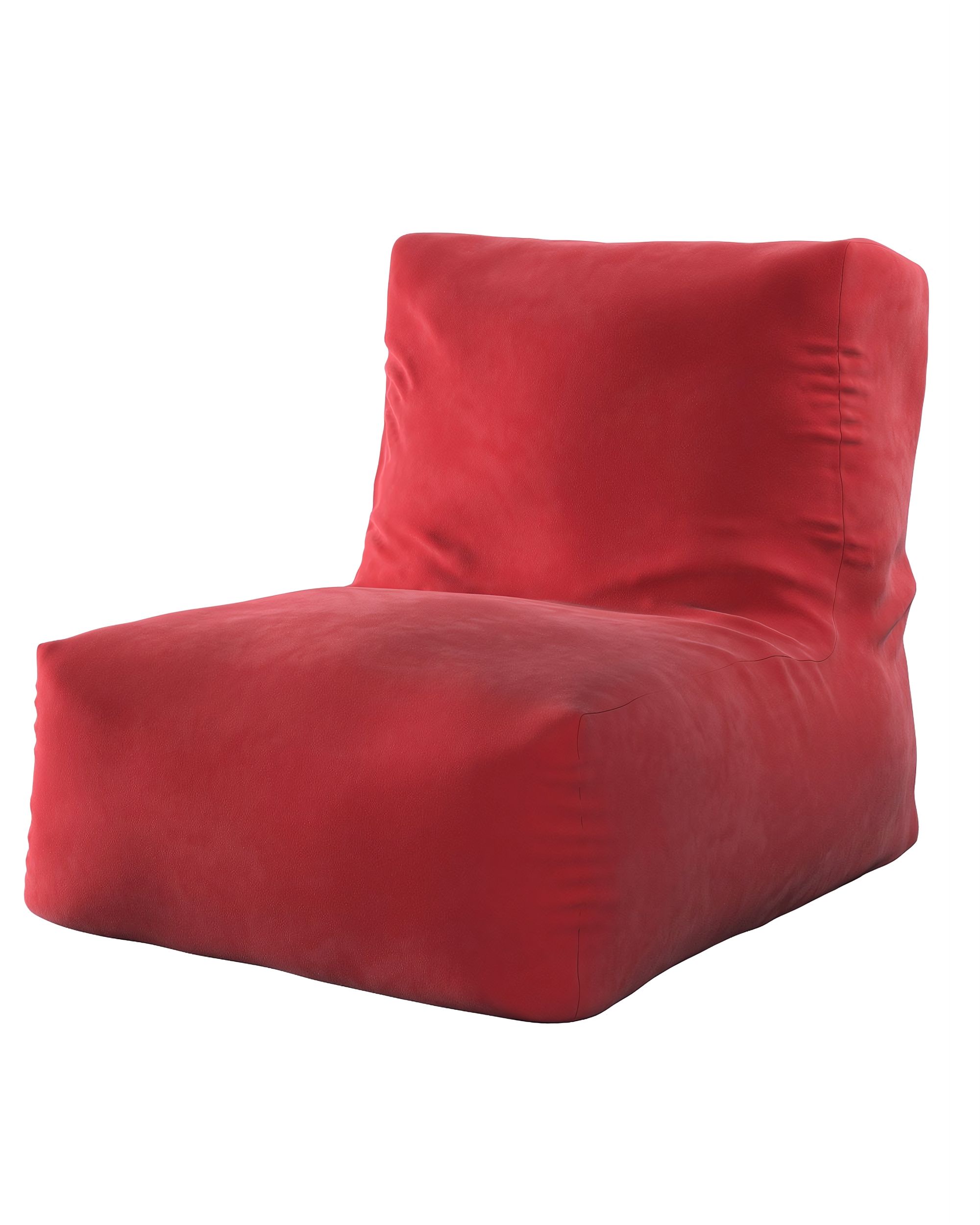 Pouf-fauteuil Poppy couleur rouge tissu brillant, velours