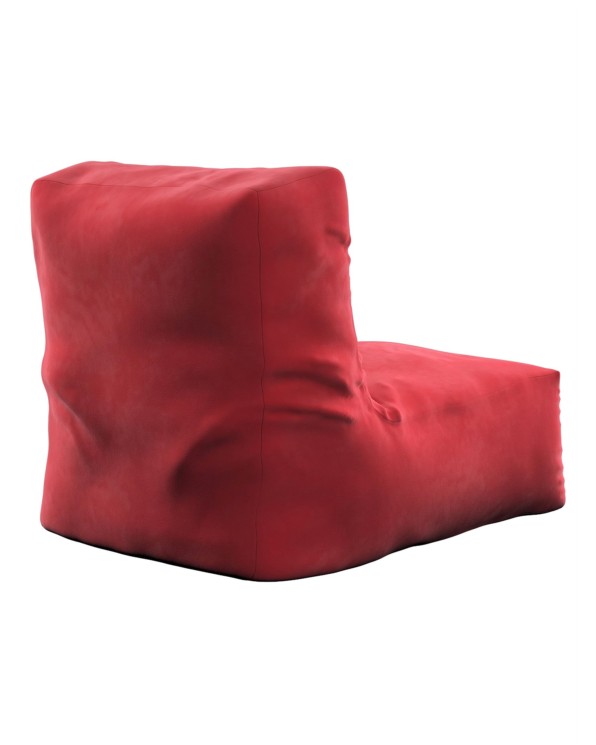 Pouf-fauteuil Poppy couleur rouge tissu brillant, velours (hover)