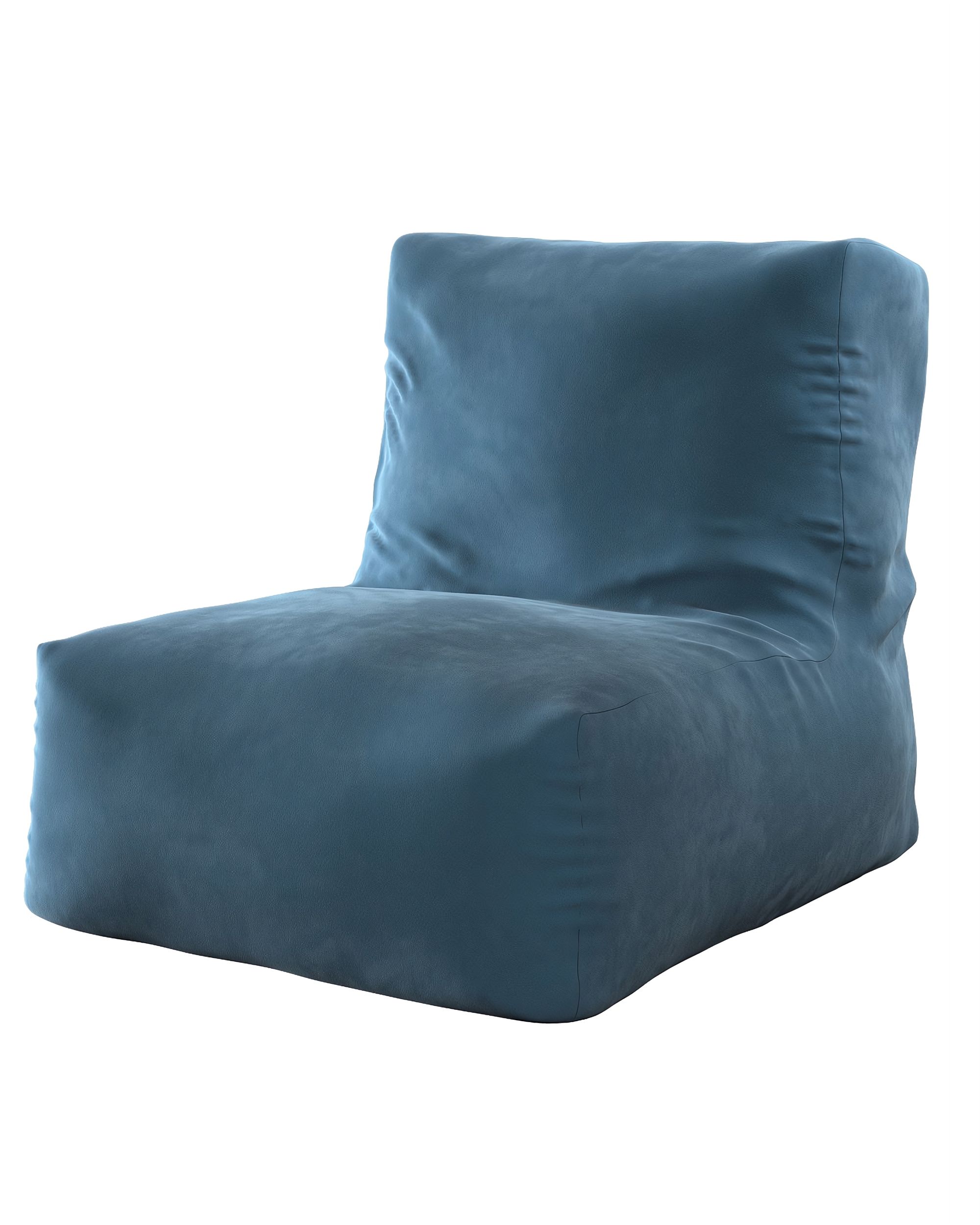 Pouf-fauteuil Poppy couleur bleu tissu brillant, velours