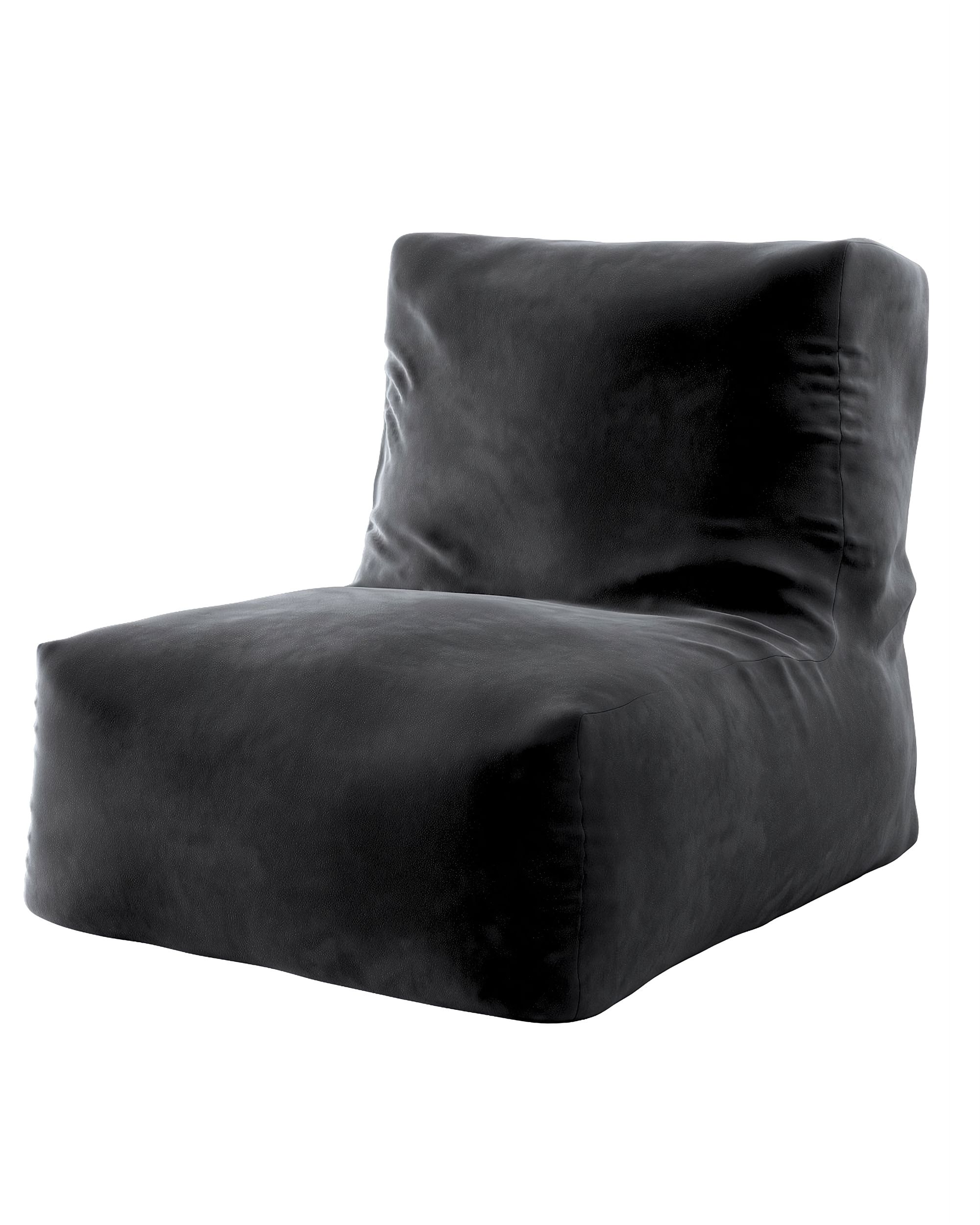 Pouf-fauteuil Poppy couleur noir tissu brillant, velours