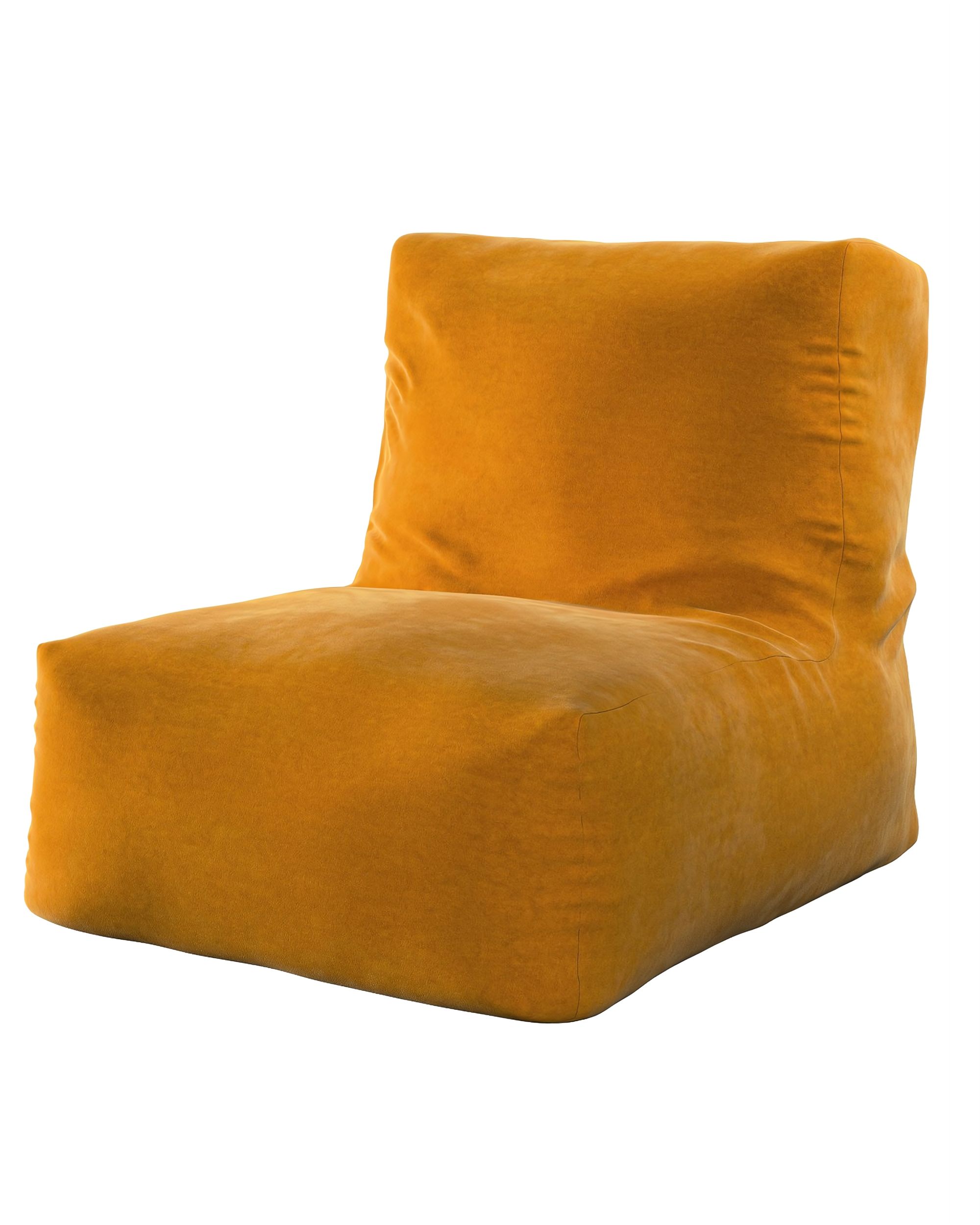 Pouf-fauteuil Poppy couleur jaune tissu brillant, velours