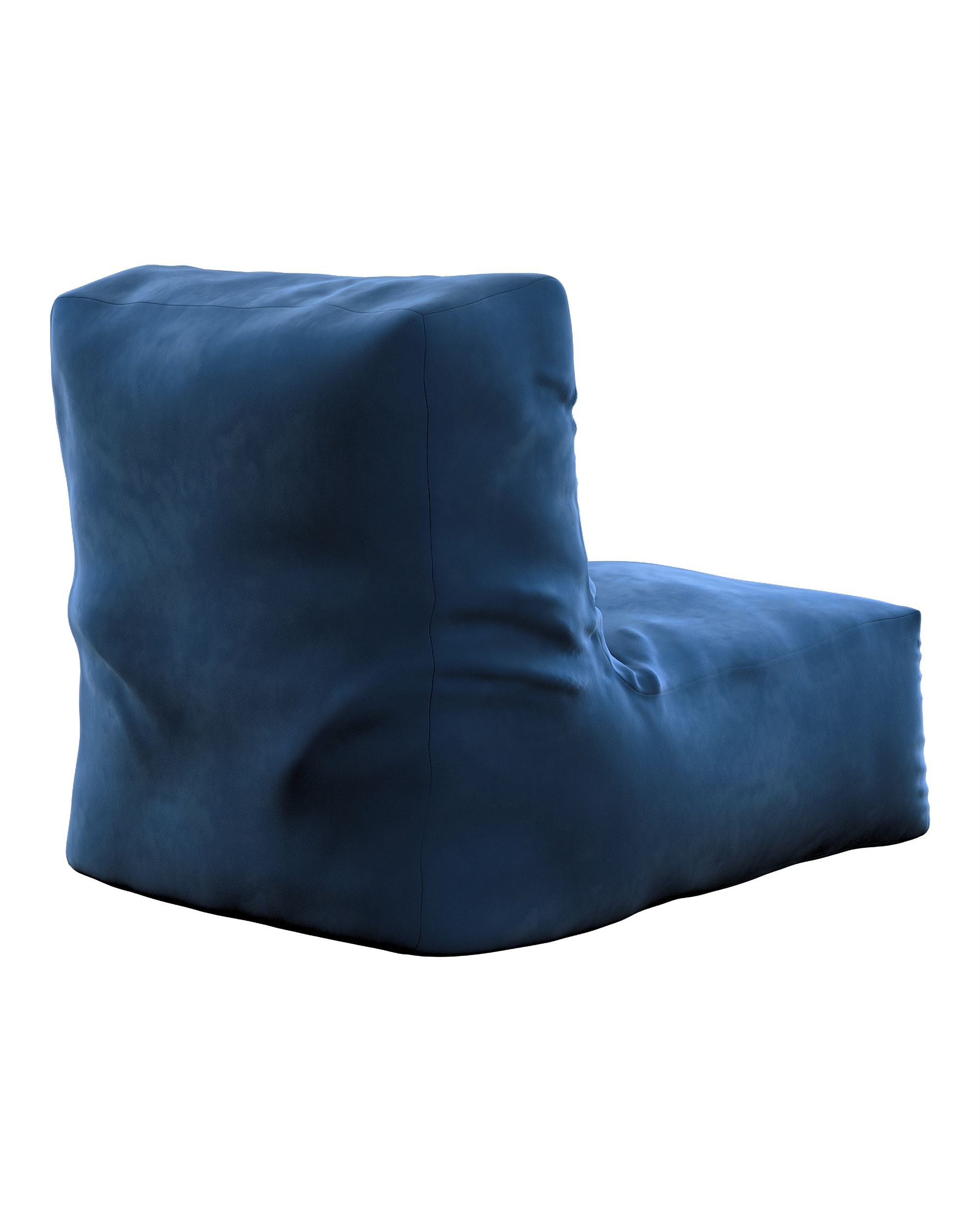 Pouf-fauteuil Poppy couleur bleu marine tissu brillant, velours (hover)