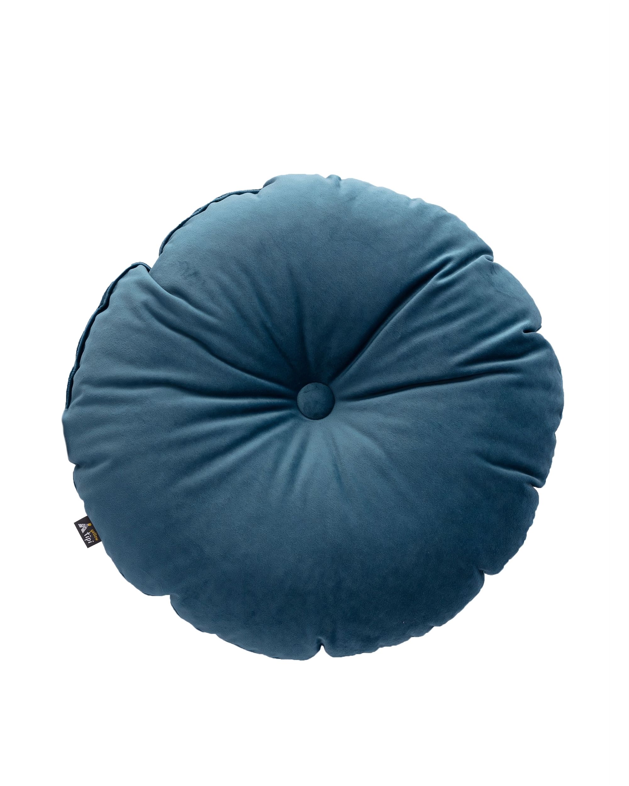Coussin Candy Dot couleur bleu tissu brillant, velours