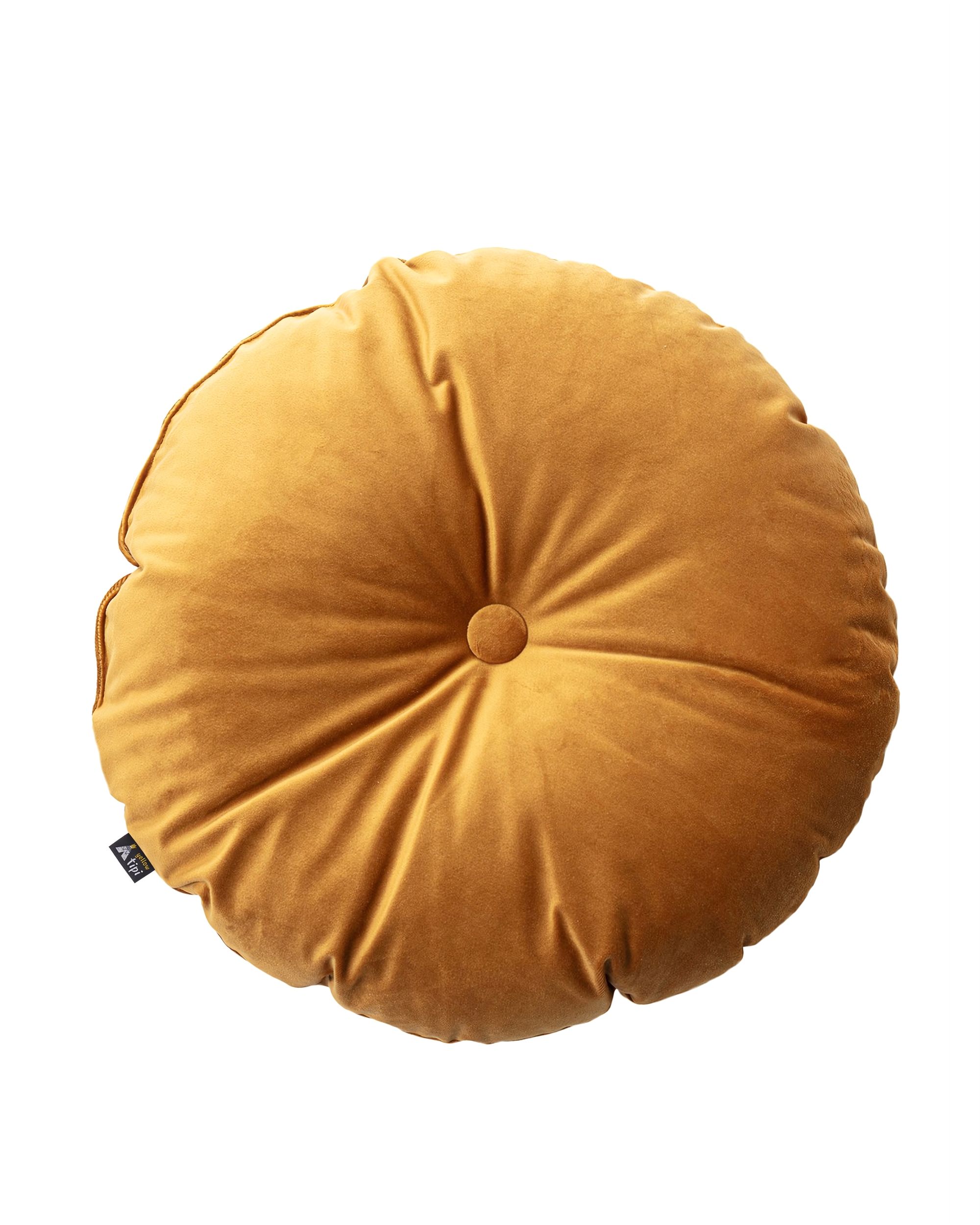 Coussin Candy Dot couleur jaune tissu brillant, velours