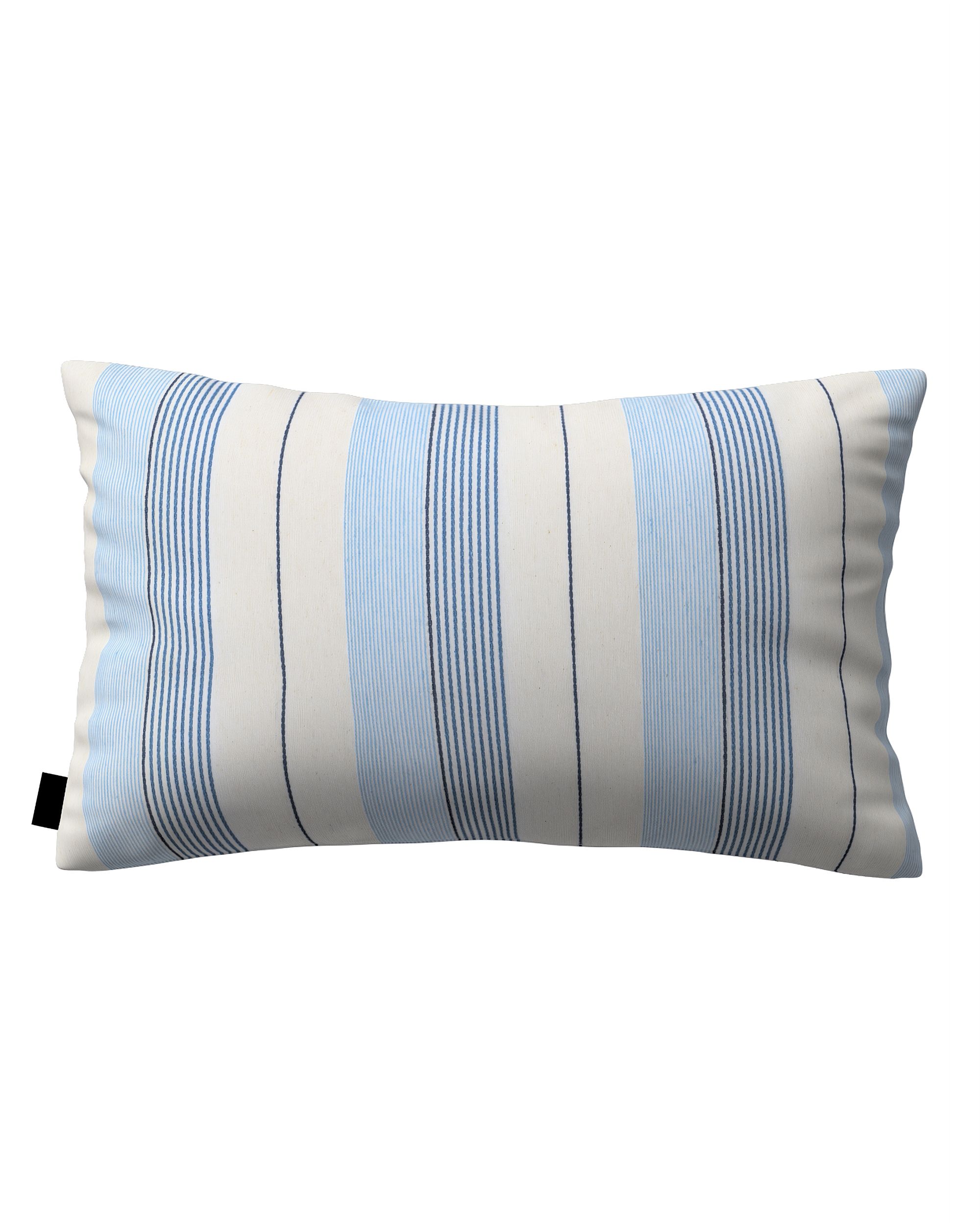 Housse de coussin Milly forme rectangulaire couleur bleu tissu tresse, à motifs