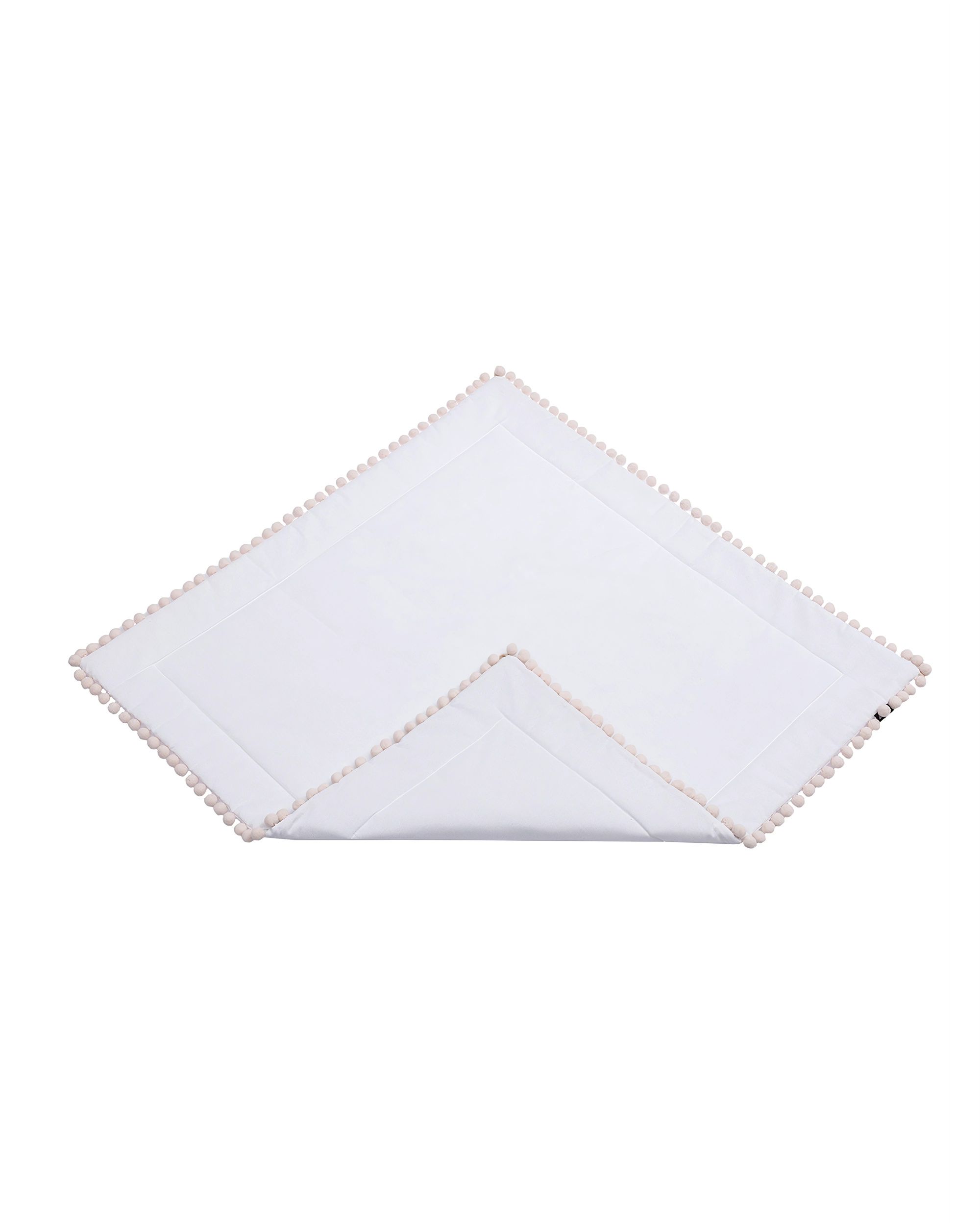 Tapis pour tipi avec pompons 110x110 cm couleur blanc