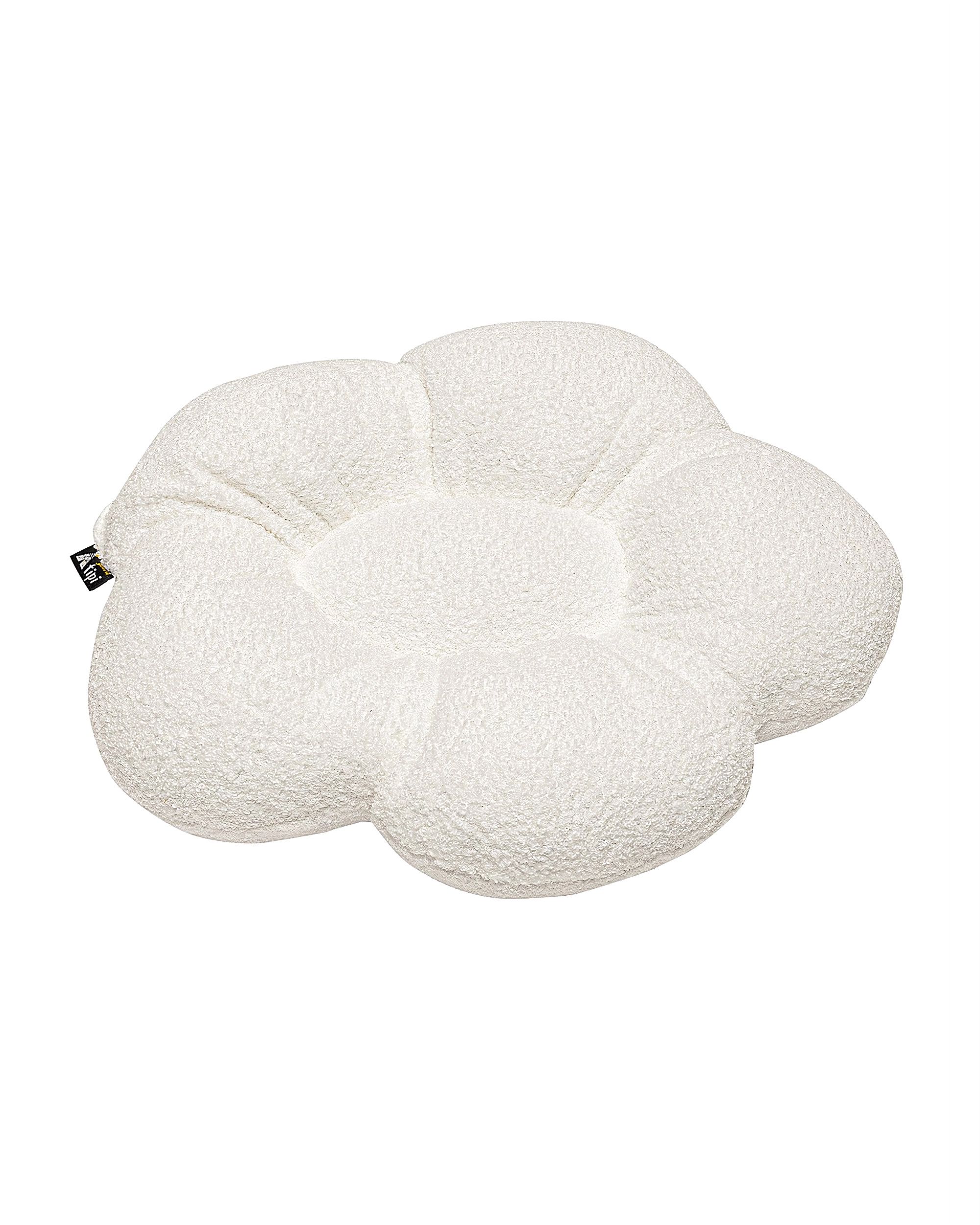 Coussin à fleur Mia couleur blanc tissu tresse