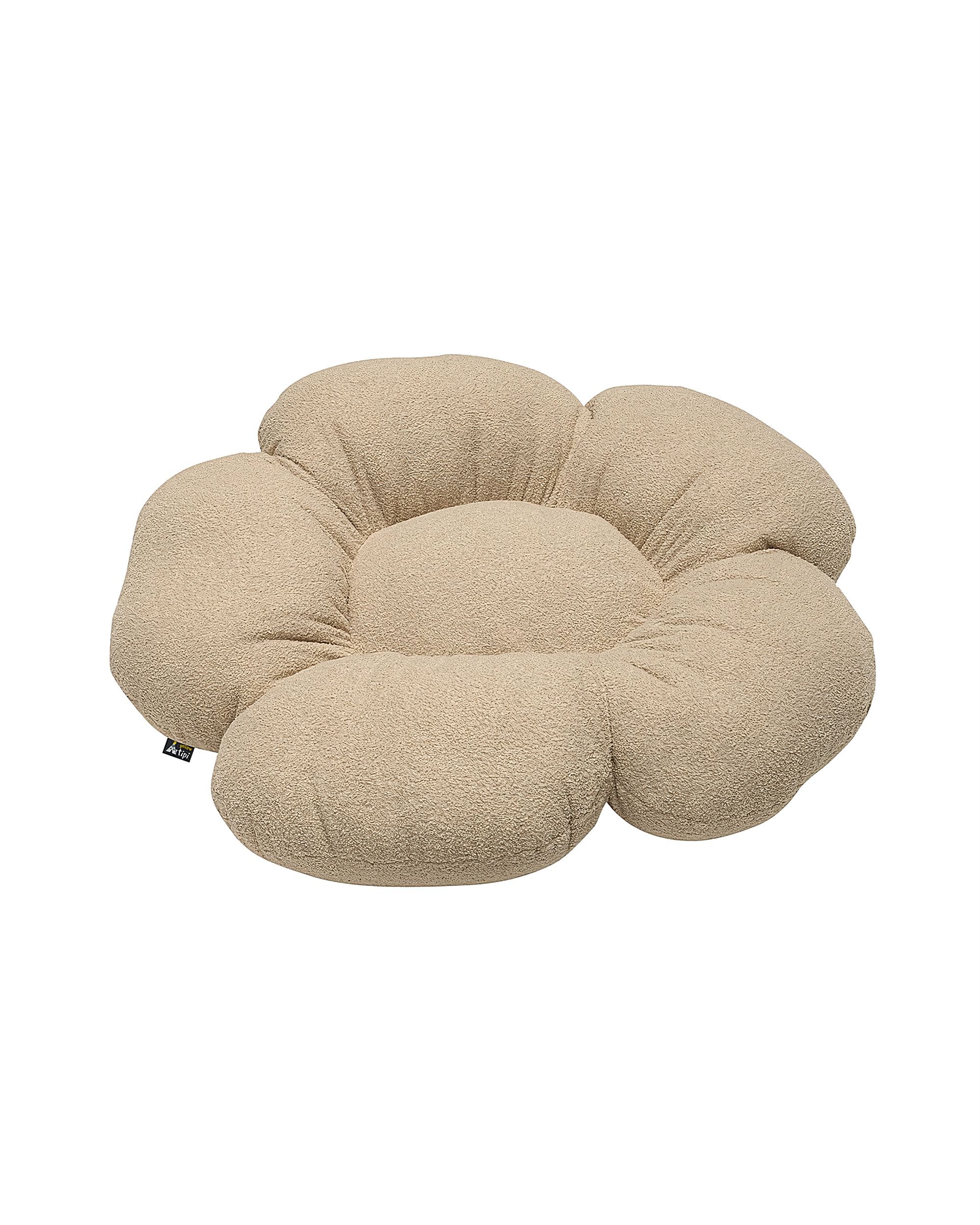 Coussin à fleur Mia couleur beige tissu tresse