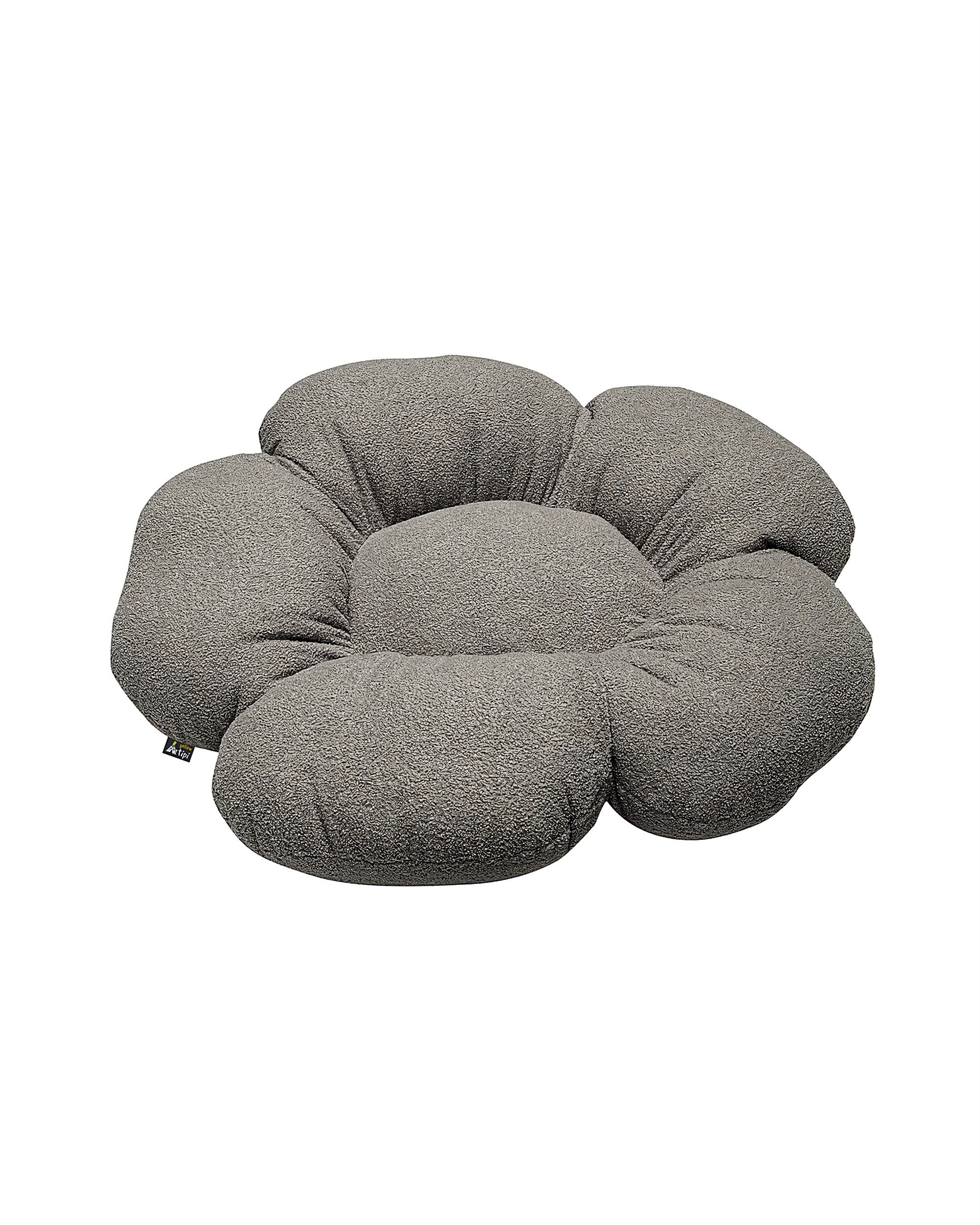 Coussin à fleur Mia couleur gris tissu tresse
