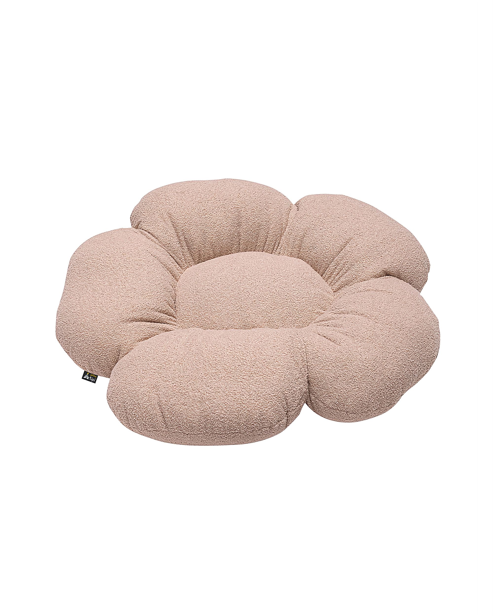 Coussin à fleur Mia couleur rose tissu tresse