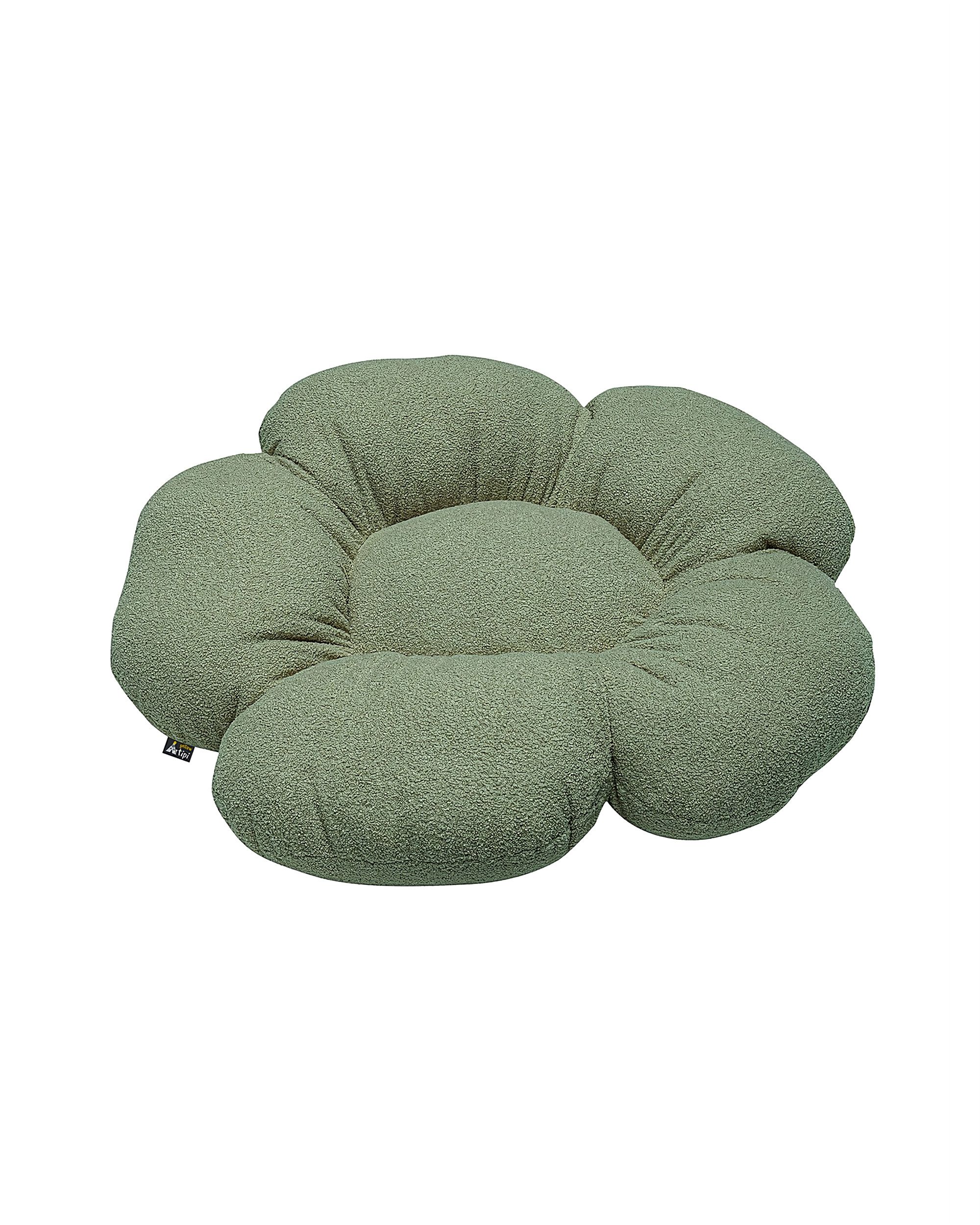 Coussin à fleur Mia couleur vert tissu tresse