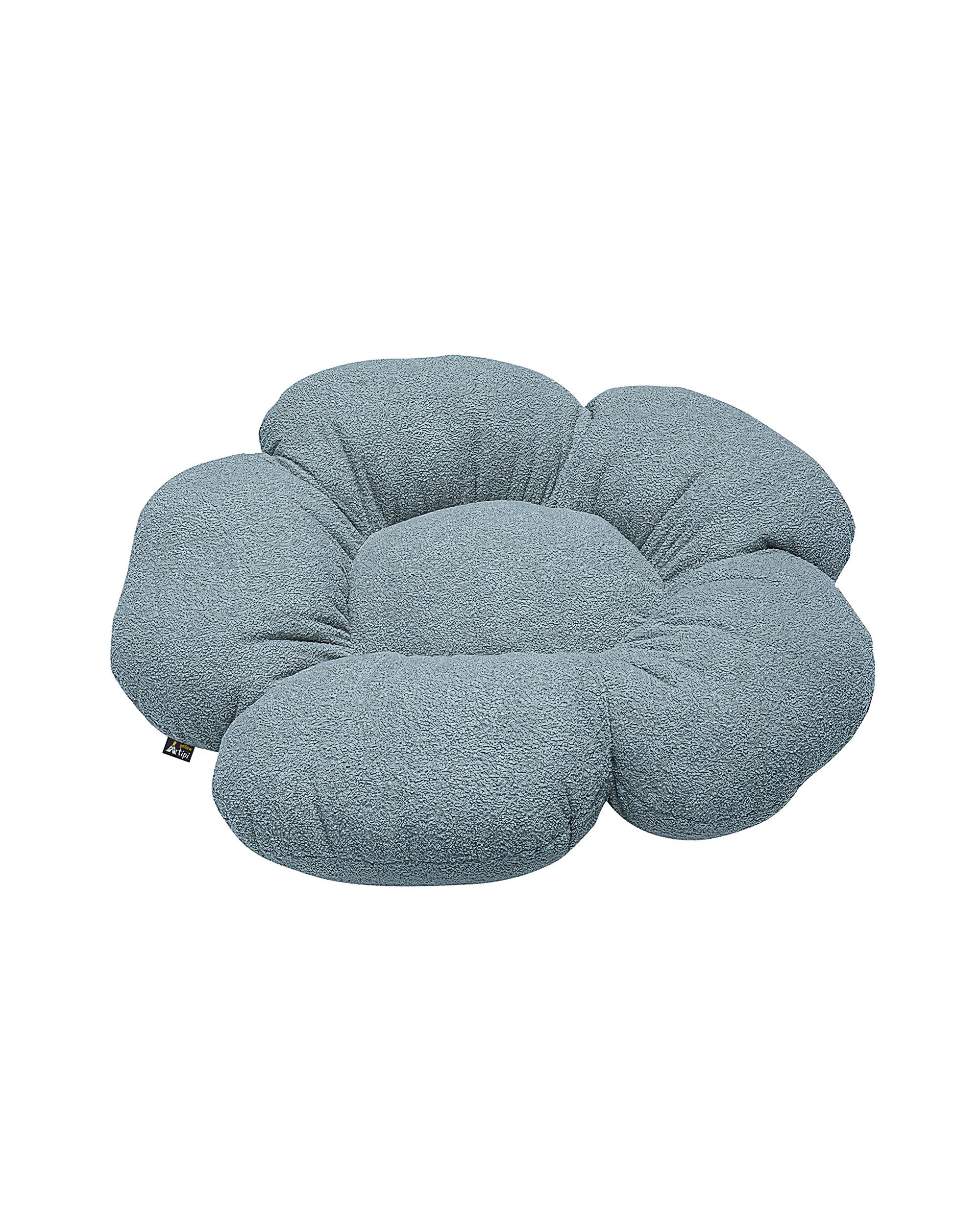 Coussin à fleur Mia couleur bleu tissu tresse