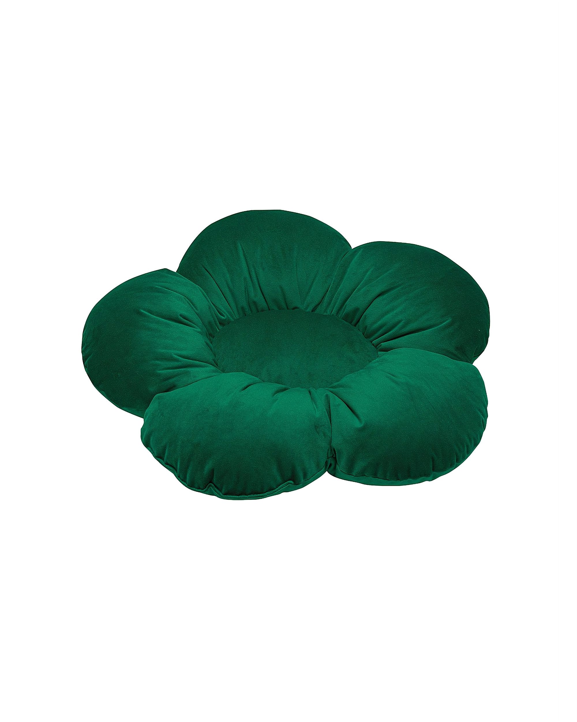 Coussin à fleur Mia couleur vert tissu brillant, velours