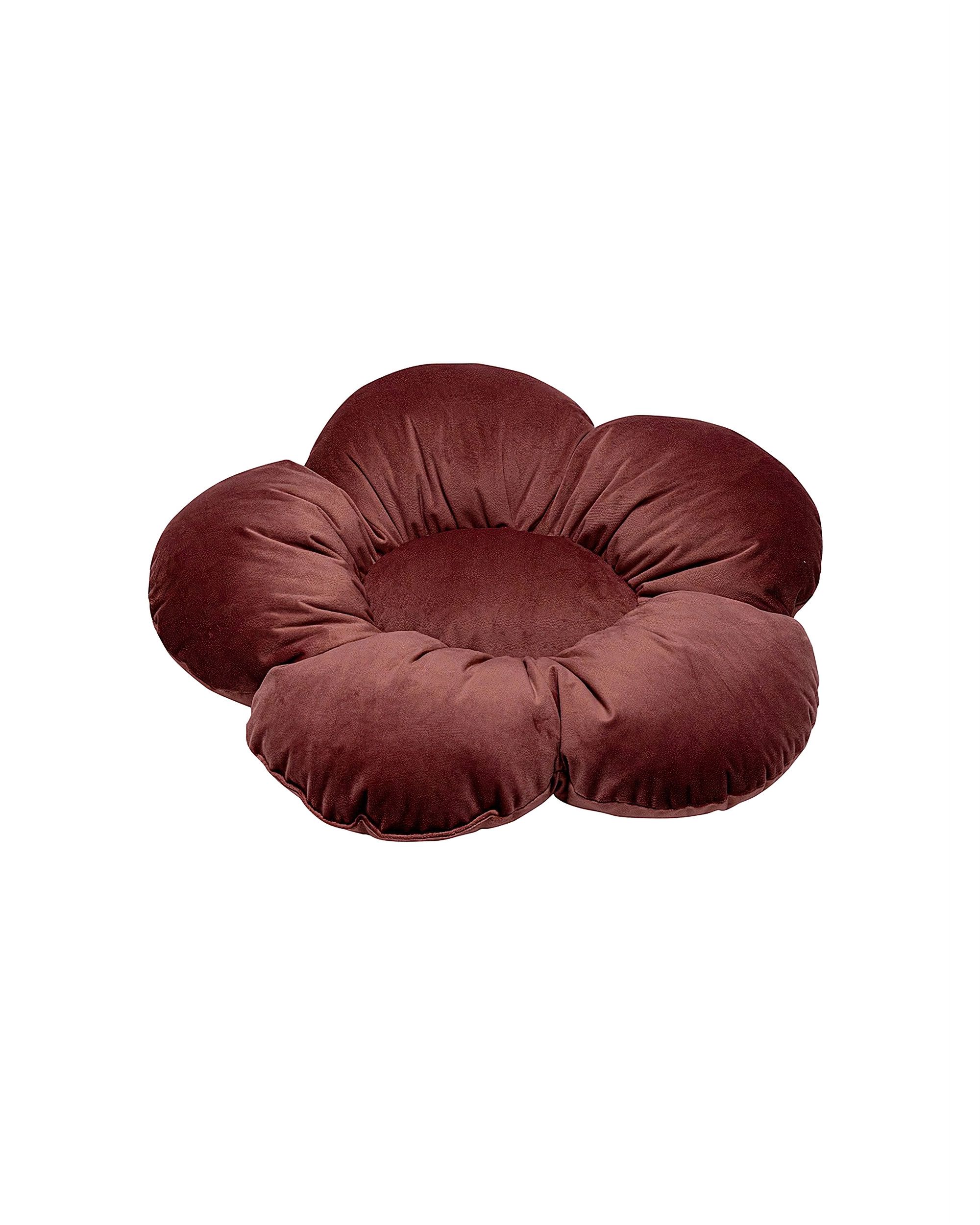 Coussin à fleur Mia couleur rouge tissu brillant, velours