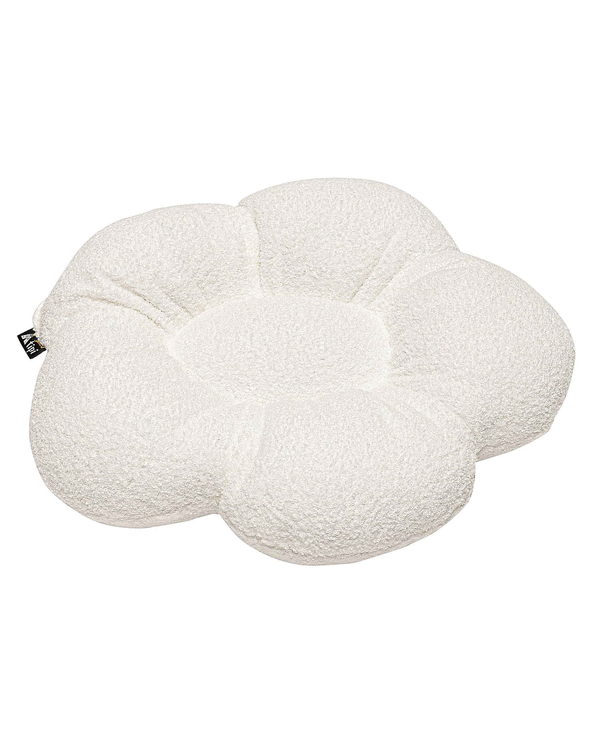Coussin Mia à fleurs XXL couleur blanc tissu tresse