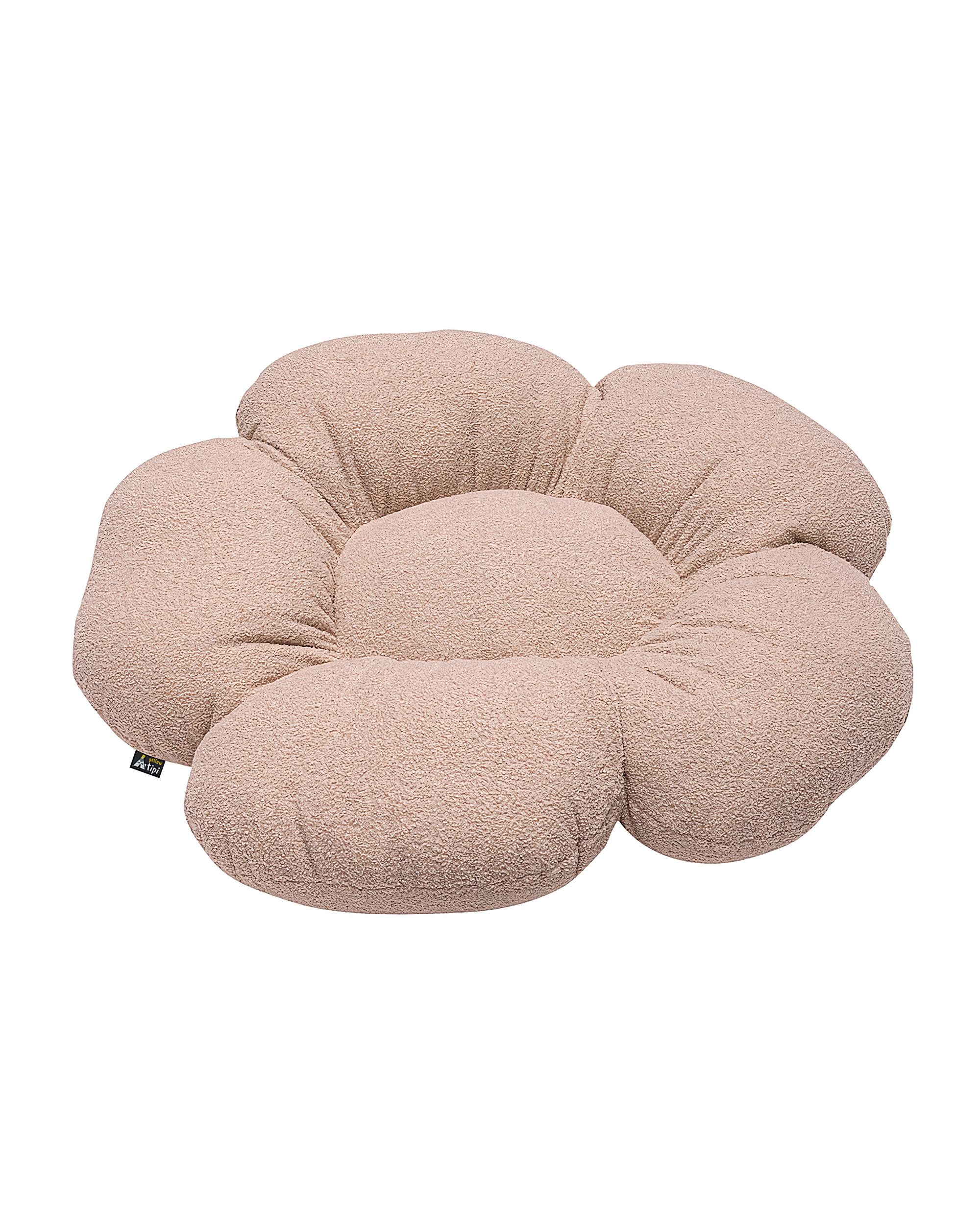 Coussin Mia à fleurs XXL couleur rose tissu tresse